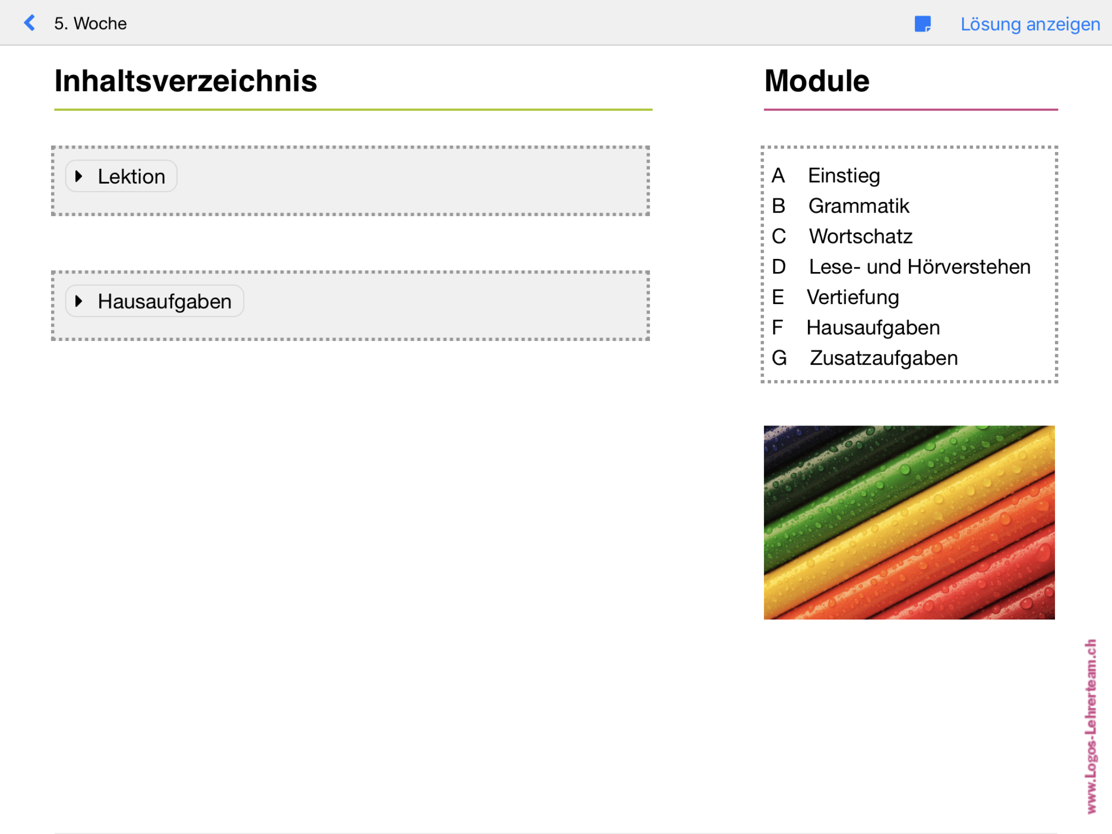 Inhaltsverzeichnis der Woche 5