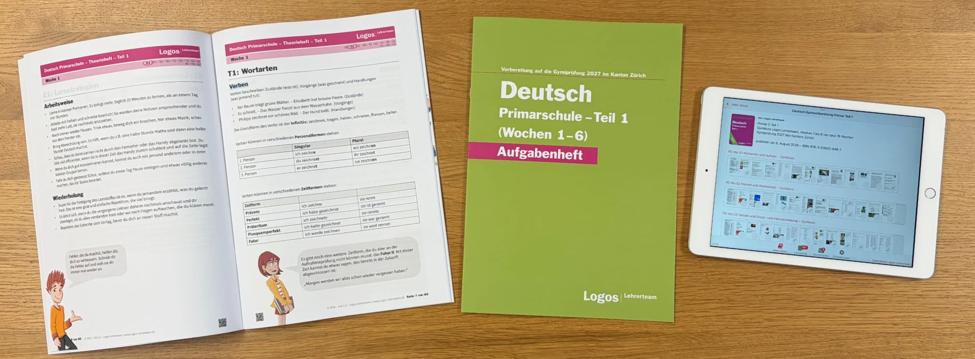 Gymikurs Lehrmittel Deutsch Primarschule Teil 1 (Prüfung 2027) Theorieheft, Aufgabenheft und Lernapp edulo