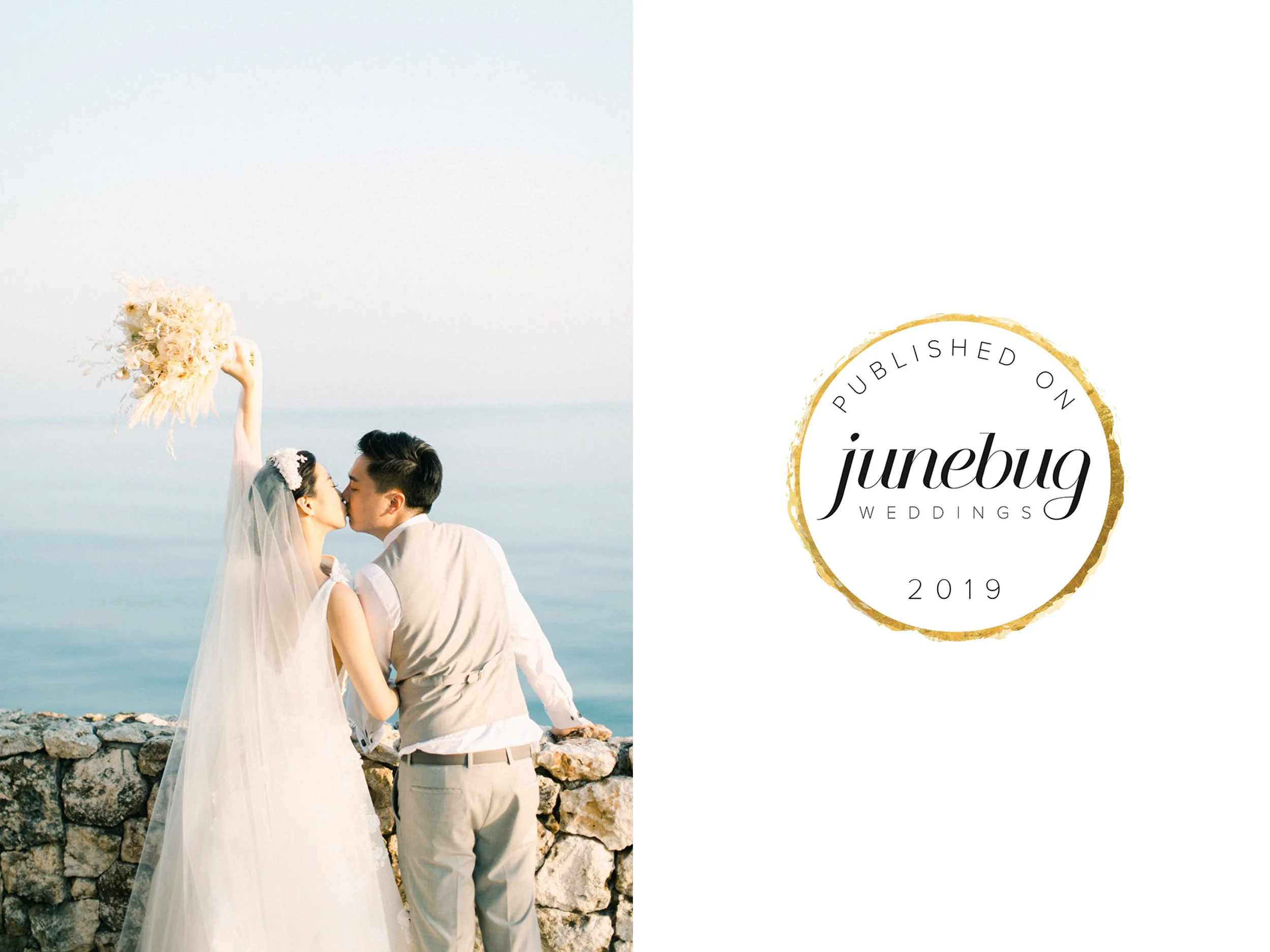 An all-white-and-soft pantone wedding will always be a classic, but it can be challenging to make your white wedding feel different than all of the others. As we’ve said in the past, we love to see weddings that are reflections of the couple and their style, and today’s real wedding couple has obviously succeeded. Sweet details like lace-edged tablescape and frilly white and dry centrepiece flowers create a sense of calm and a lovely aesthetic. With pampass grass, roses, phalaenopsis, lavender and spirea blooms spilling out of pottery containers, the reception design is delicate, organic, and romantic. The garden atmosphere is heightened by pampass, vintage bottles, beautiful calligraphy and a mix of pottery containers, worn wooden tables, and plenty of natural texture. Not quite sure how to add unique style to your white wedding? This Alila Wedding is full of chic details, and at this Bali Wedding they chose to off-set crisp white and soft tone palette. And, this round-up of our favourite White wedding is not to be missed!