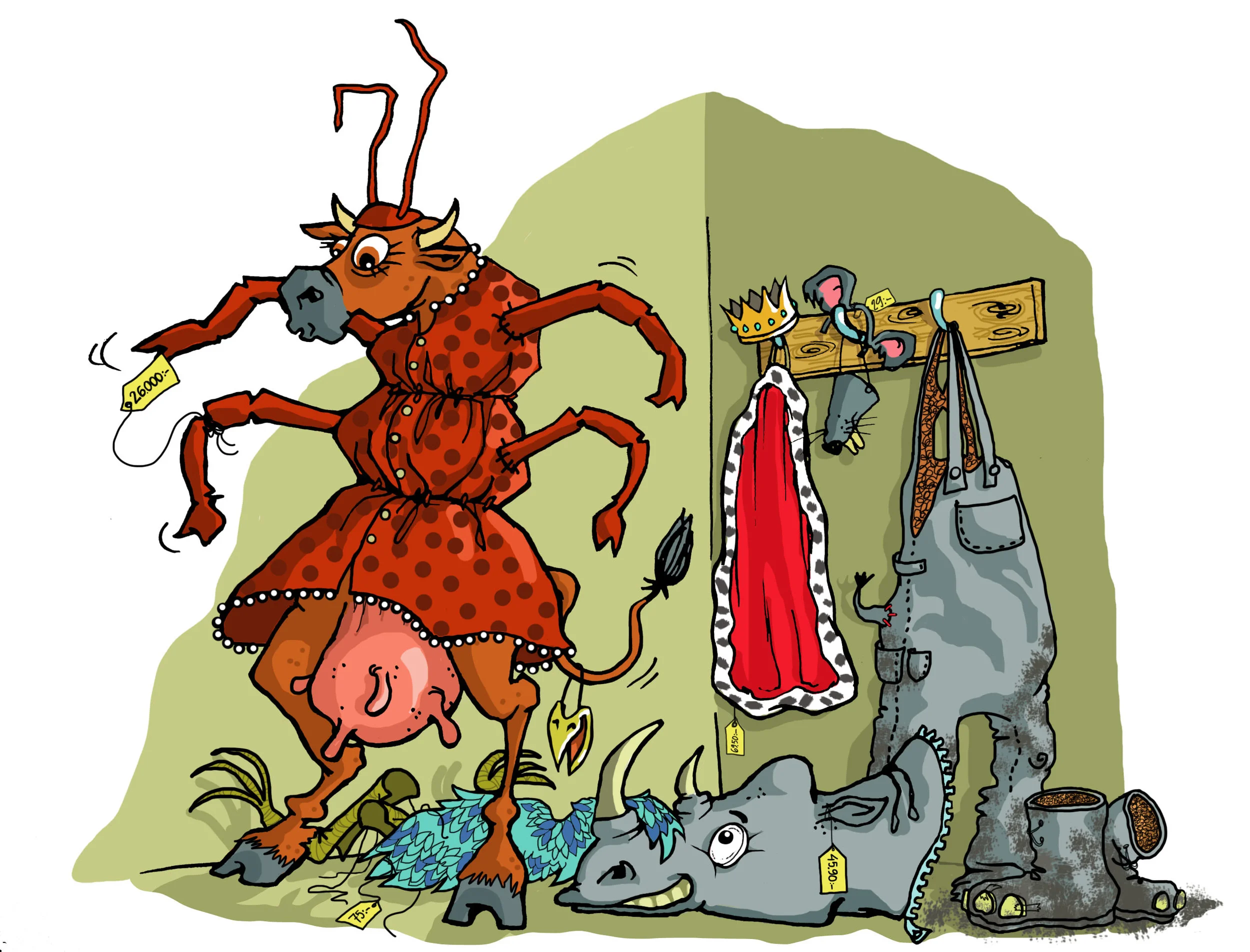 Kristin the cow dressing up as an ant..