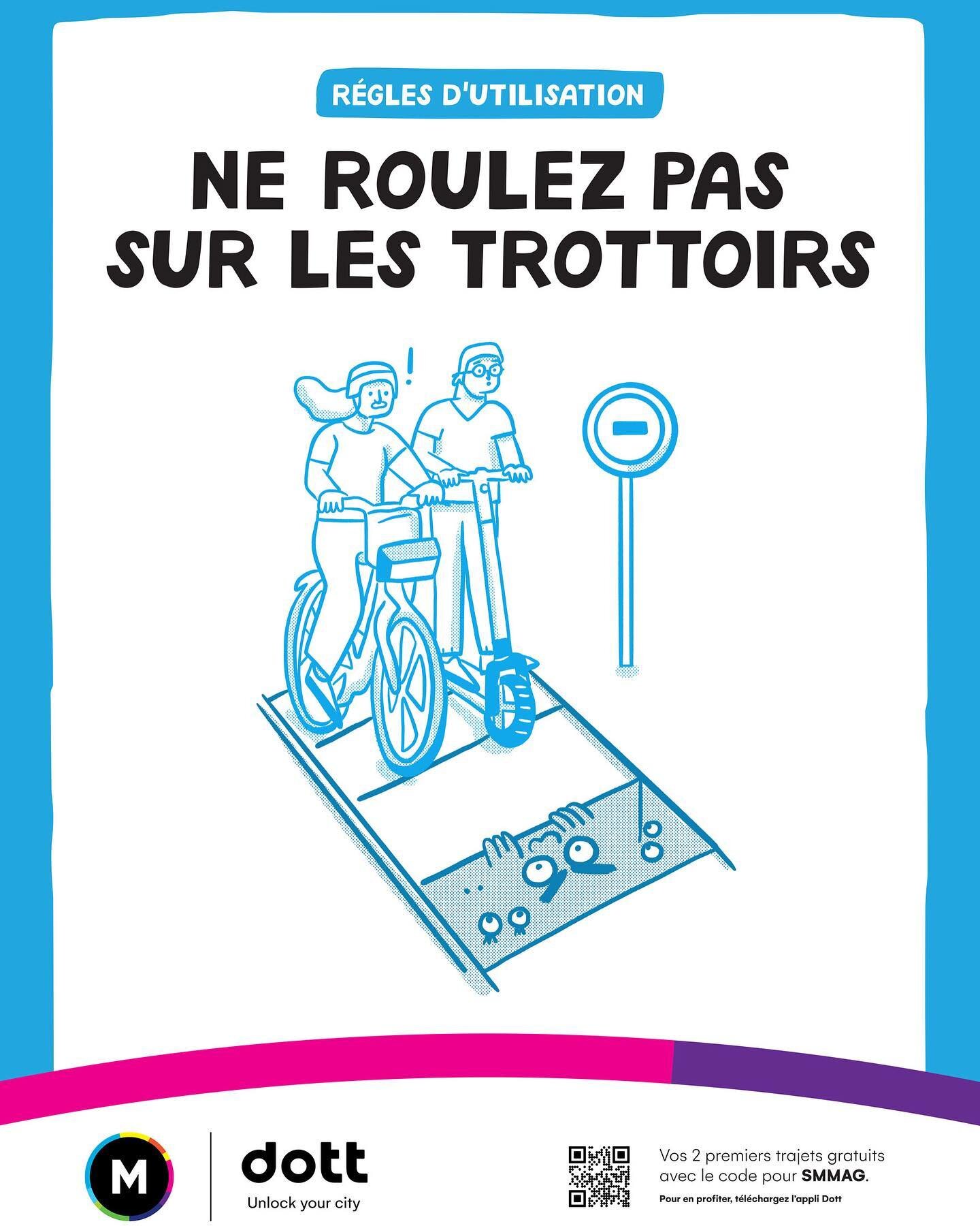 Poster illustrations from last year that I made with @ridedott, they were rules for riding posters advertised around the city of Grenoble 🛴👀💨