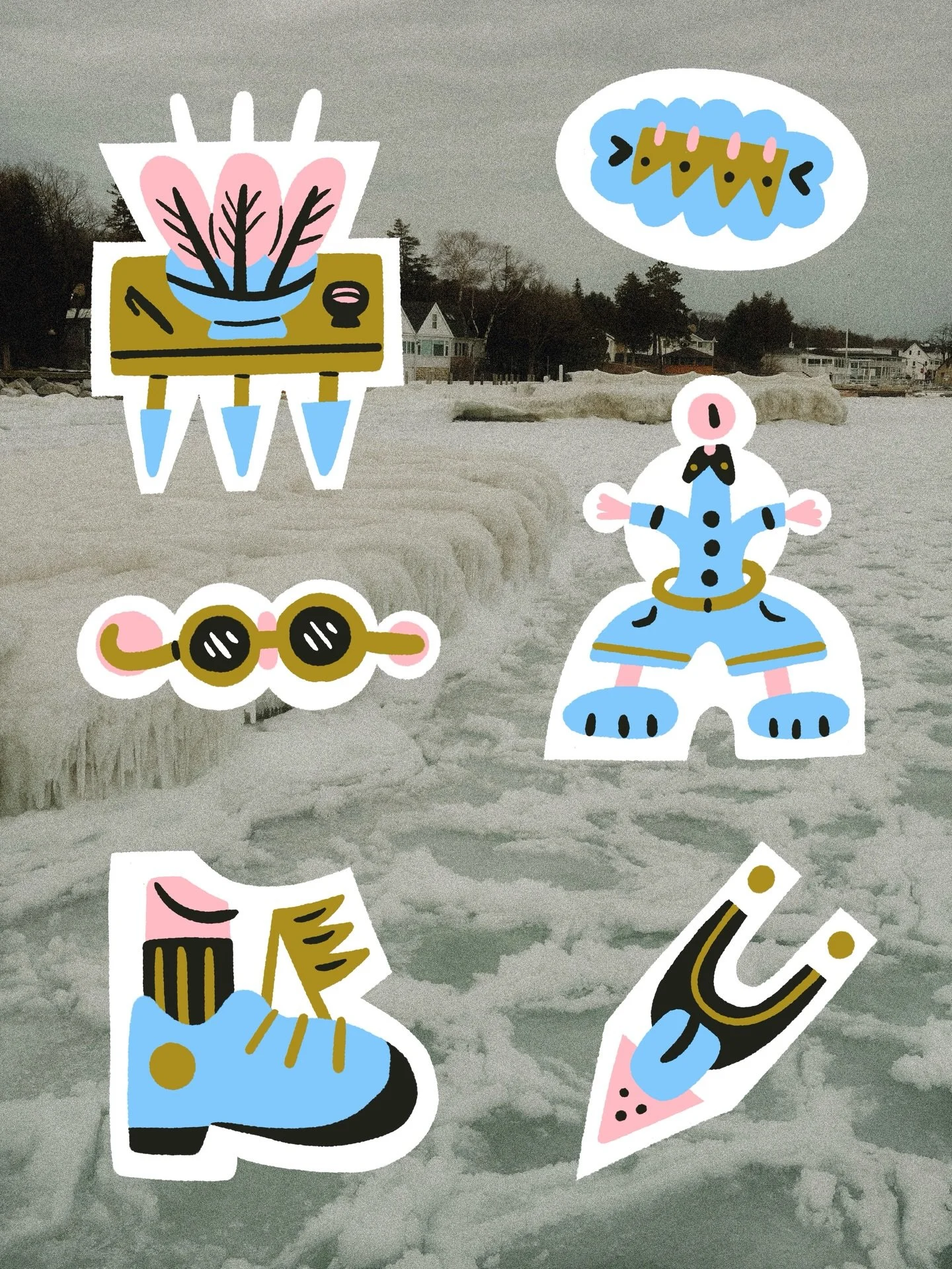 Step 1: pick a simple background photo
Step 2: draw random one color shapes over photo
Step 3: draw something that fits into each shape
Now your creativity is ✨unblocked ✨