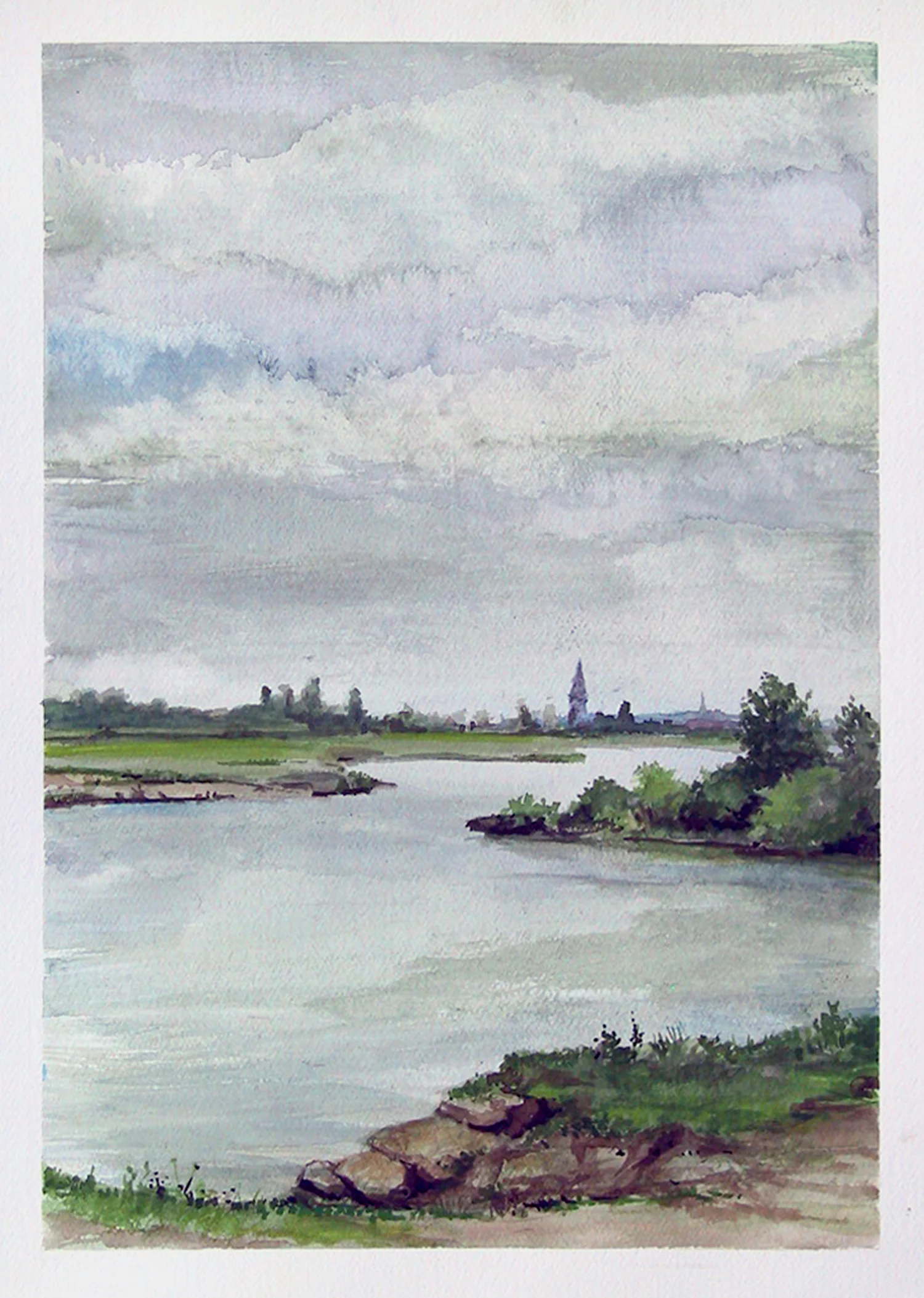   THAMES AND PORT MEADOW, OXFORDSHIRE     Medium:  &nbsp;Watercolor&nbsp;on Paper   Size:&nbsp;  9" x 12"&nbsp;   Available   