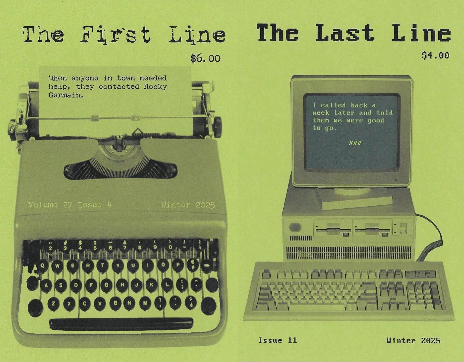 THE FIRST LINE: Volume 27, Issue 4, and THE LAST LINE: Issue 11 (Winter 2025)