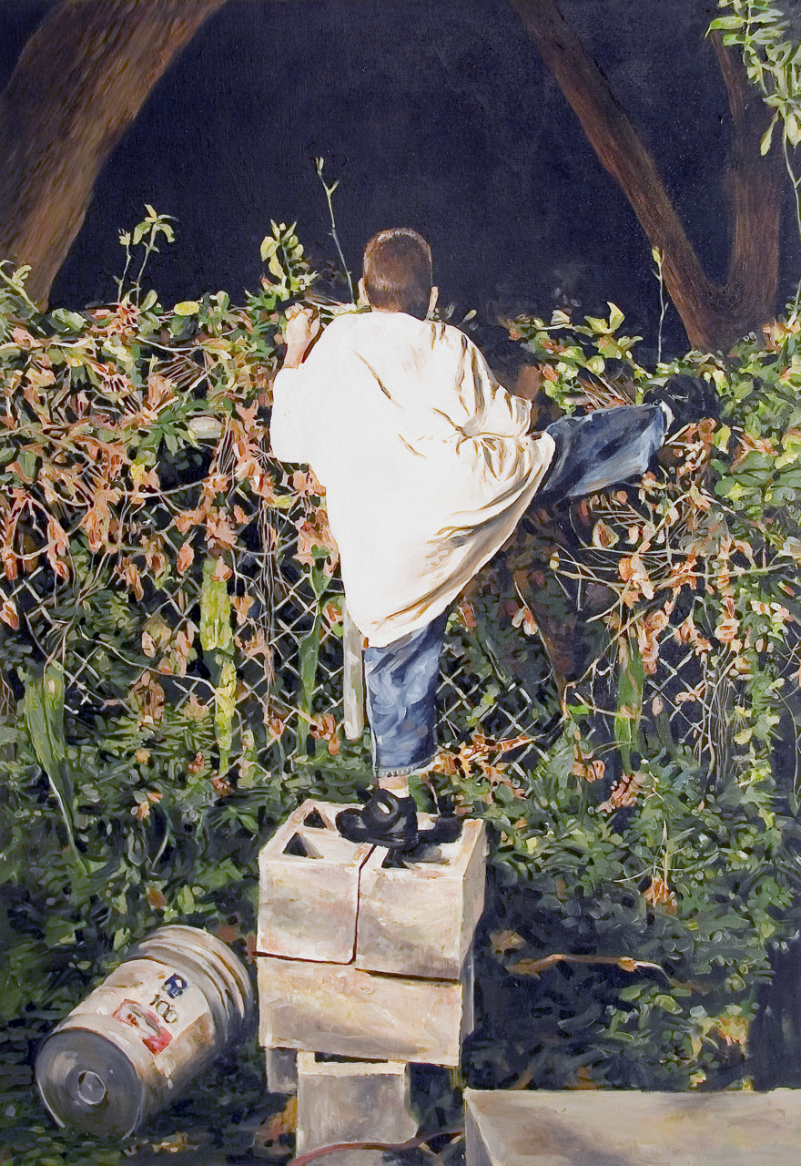  MICHAEL VASQUEZ  "Finding Ways Of Jumping Fences" 2006  oil on canvas  60 x 40" 