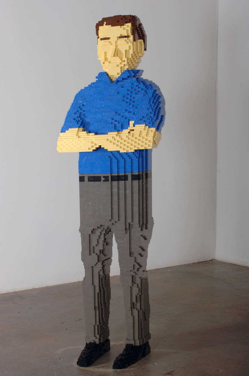  MICHAEL VASQUEZ  "A Father That's Always There" 2006  legos, glue, weights  72" 