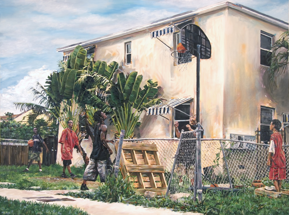 MICHAEL VASQUEZ "Still Not Old Enough To Be A Team Player" 2006 acrylic and oil on canvas 72 x 96"