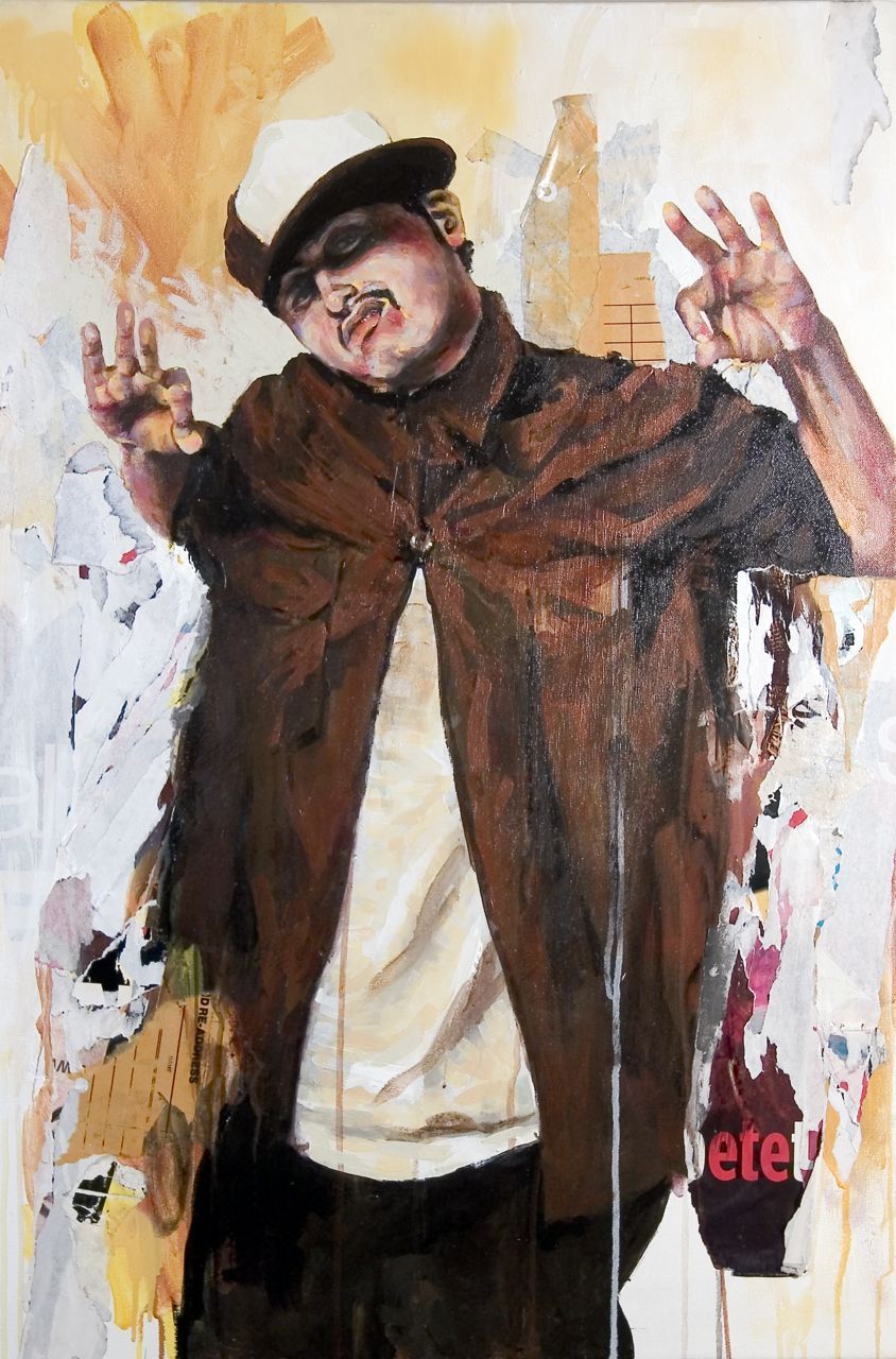  MICHAEL VASQUEZ  "Tampa Tony" 2005  mixed media on canvas  36 x 24" 