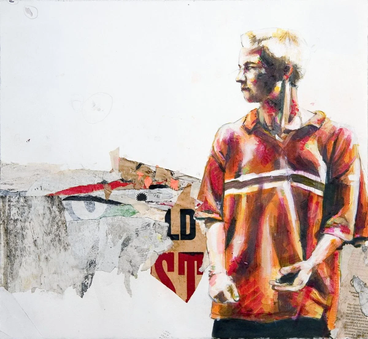 MICHAEL VASQUEZ "Bent Tree Chris" 2005 mixed media on paper 15 x 17"