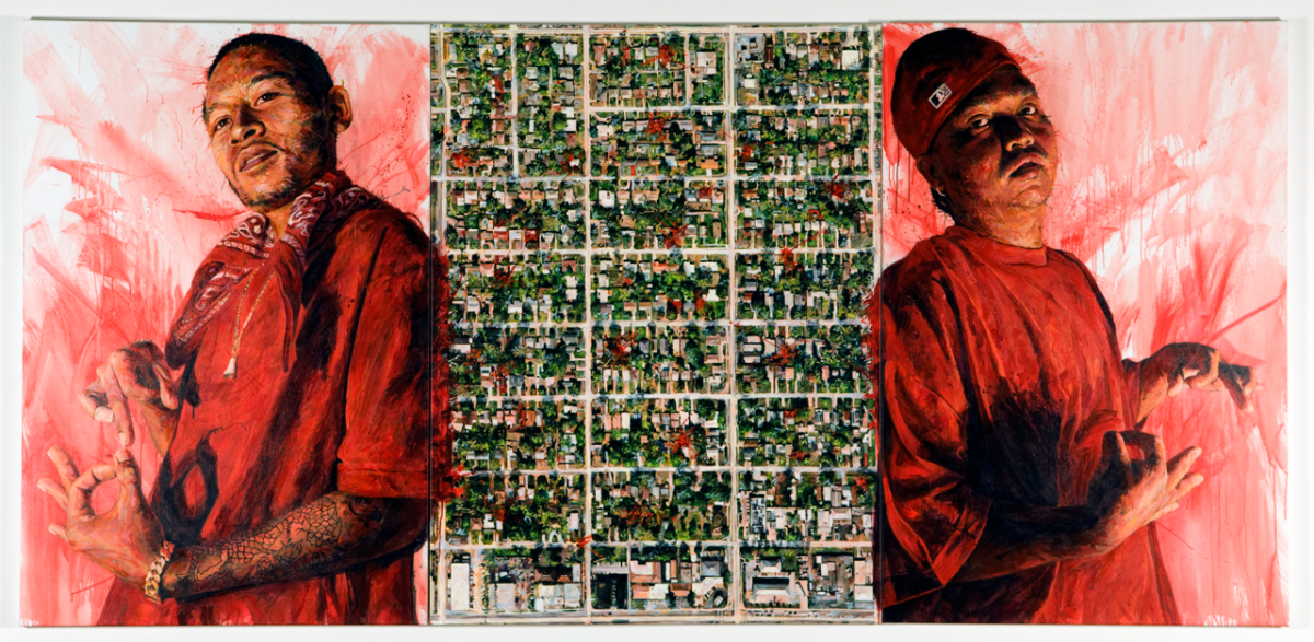  MICHAEL VASQUEZ  "The Lay of the Land" 2009  Triptych | acrylic on canvas  72 x 150" total 