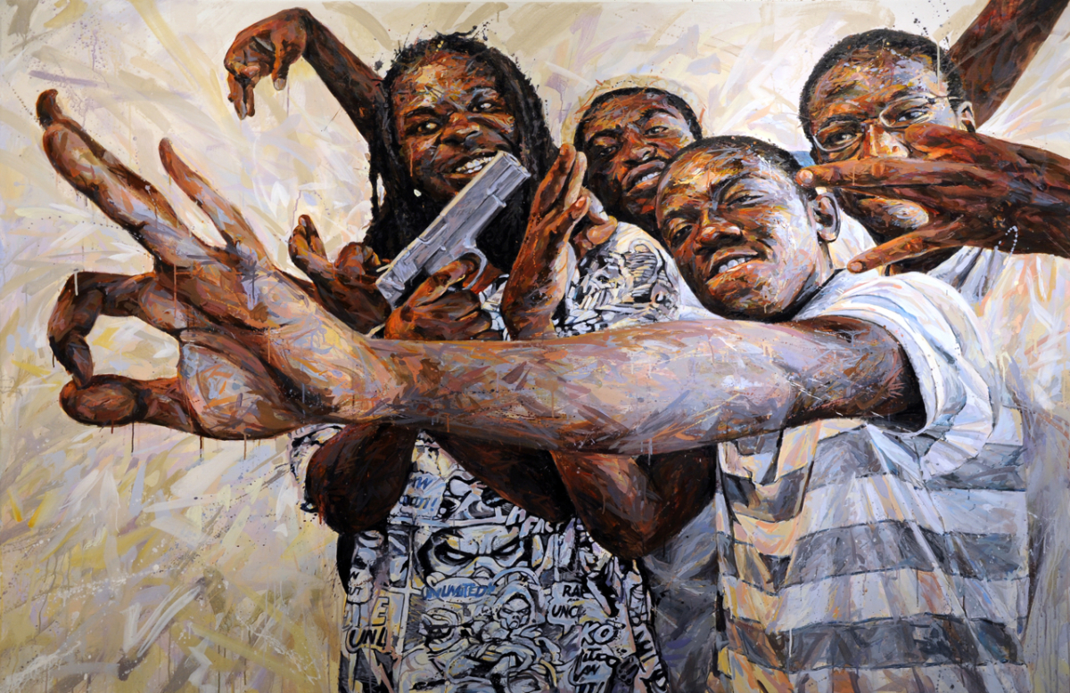  MICHAEL VASQUEZ  "Zombies" 2009  acrylic on canvas  72 x 96" 