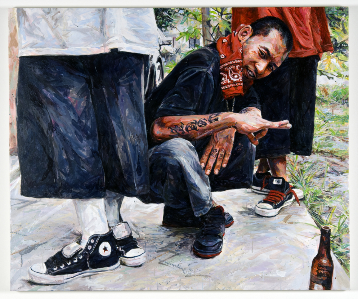  MICHAEL VASQUEZ  "How To Stand For Something" 2009  acrylic on canvas  40 x 48" 