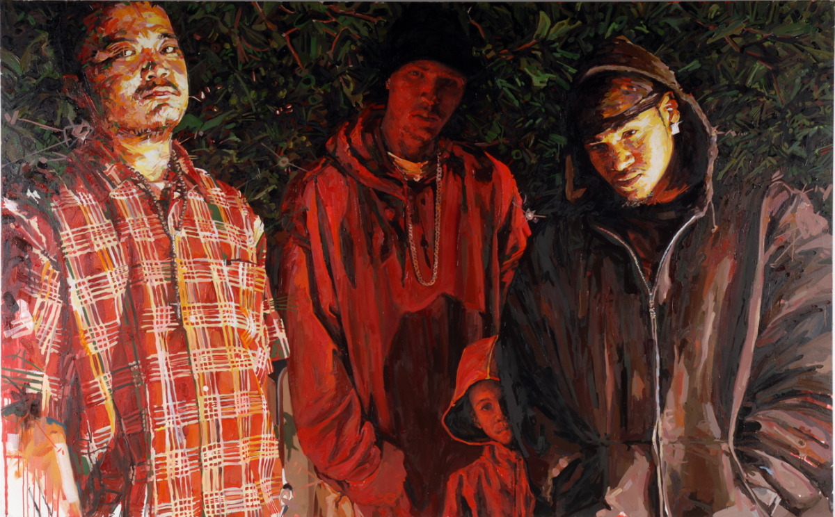  MICHAEL VASQUEZ  "Three Lifeguards" 2007  acrylic and oil on canvas  70 x 110" 