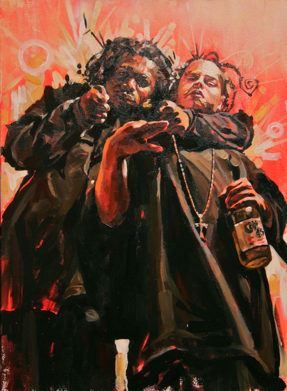  MICHAEL VASQUEZ  "Two Times For 29th N The Cayne" 2007  oil on canvas  30 x 22"    