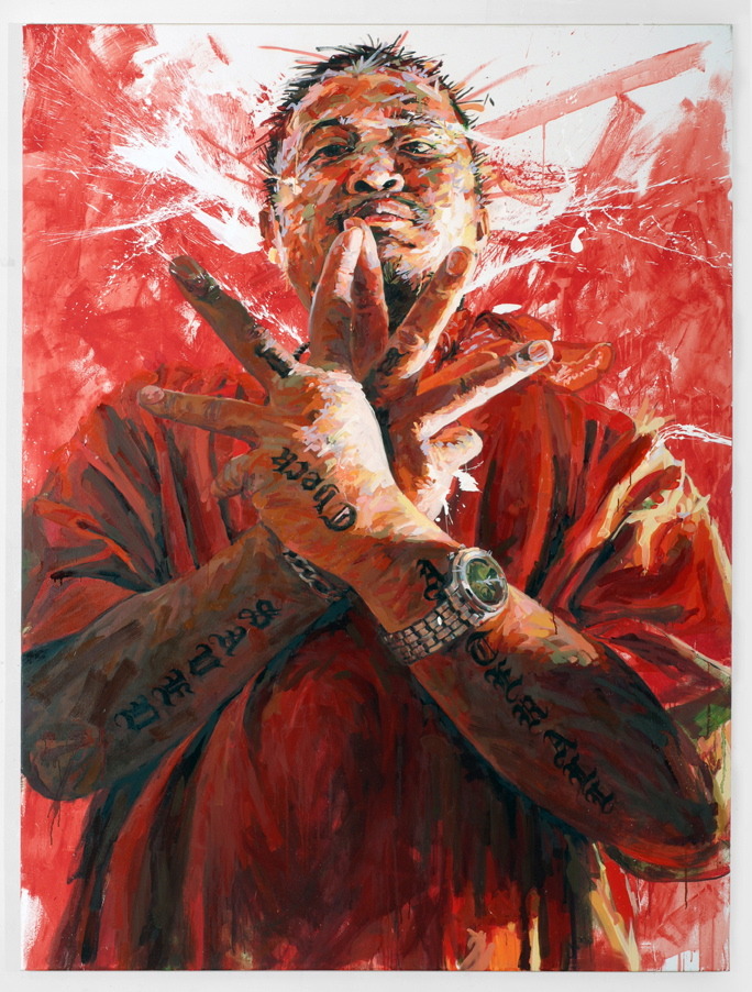 MICHAEL VASQUEZ "The Upholding and Protection of the Crown - The High Point of Peace" 2007 mixed media on canvas 96 x 72"