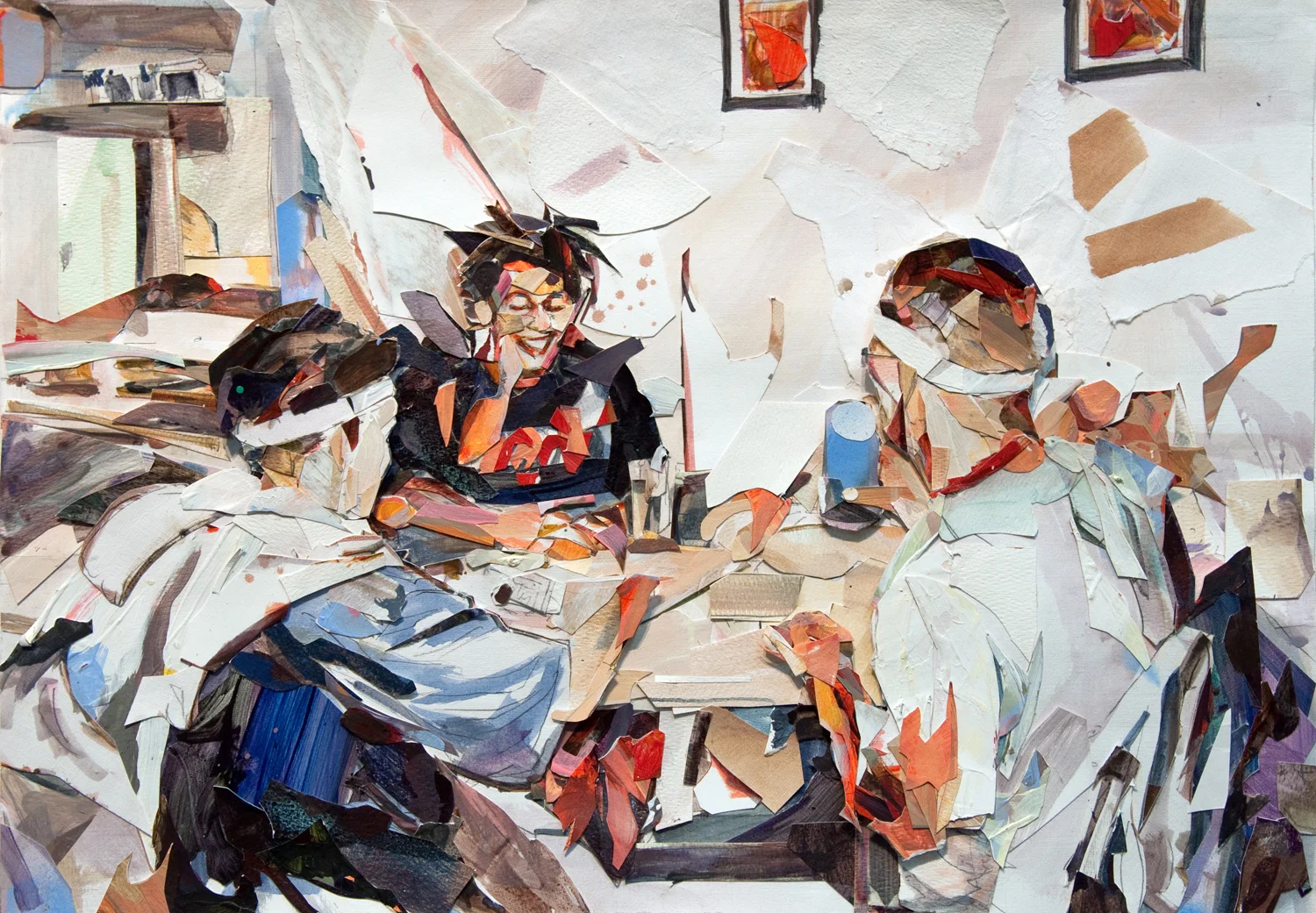 MICHAEL VASQUEZ "Bones - 1999" 2013 collaged acrylic and marker on paper 14 x 20"