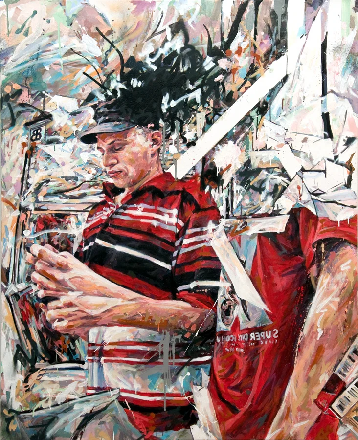 MICHAEL VASQUEZ Untitled (Mobile Transmission) 2011 acrylic and spray paint on canvas 60 x 48"