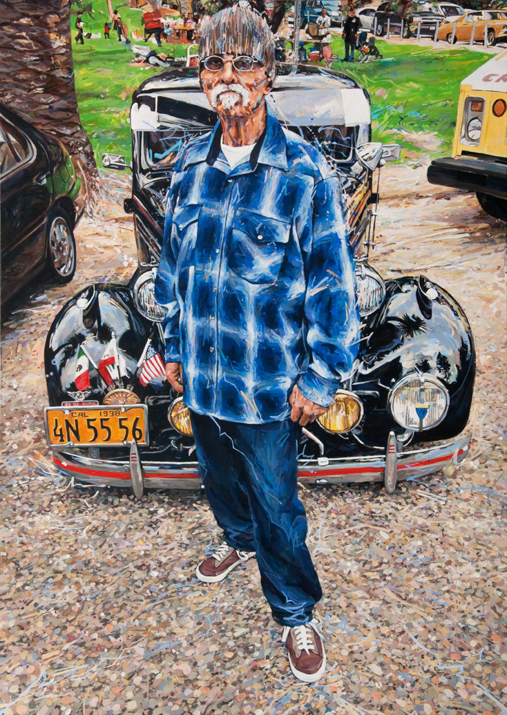 MICHAEL VASQUEZ "Elysian Park - Fabian" 2014 acrylic and acrylic spray paint on canvas 84 x 60"