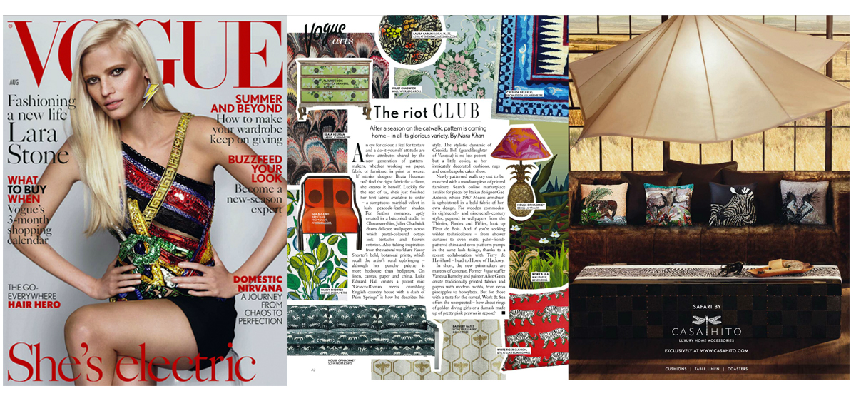 Fanny Shorter Press British Vogue 2015 Nura Khan Fabric Upholstery Calathea Hand Printed The Riot Club Luke Edward Hall House of Hackney Cressida Bell Home 