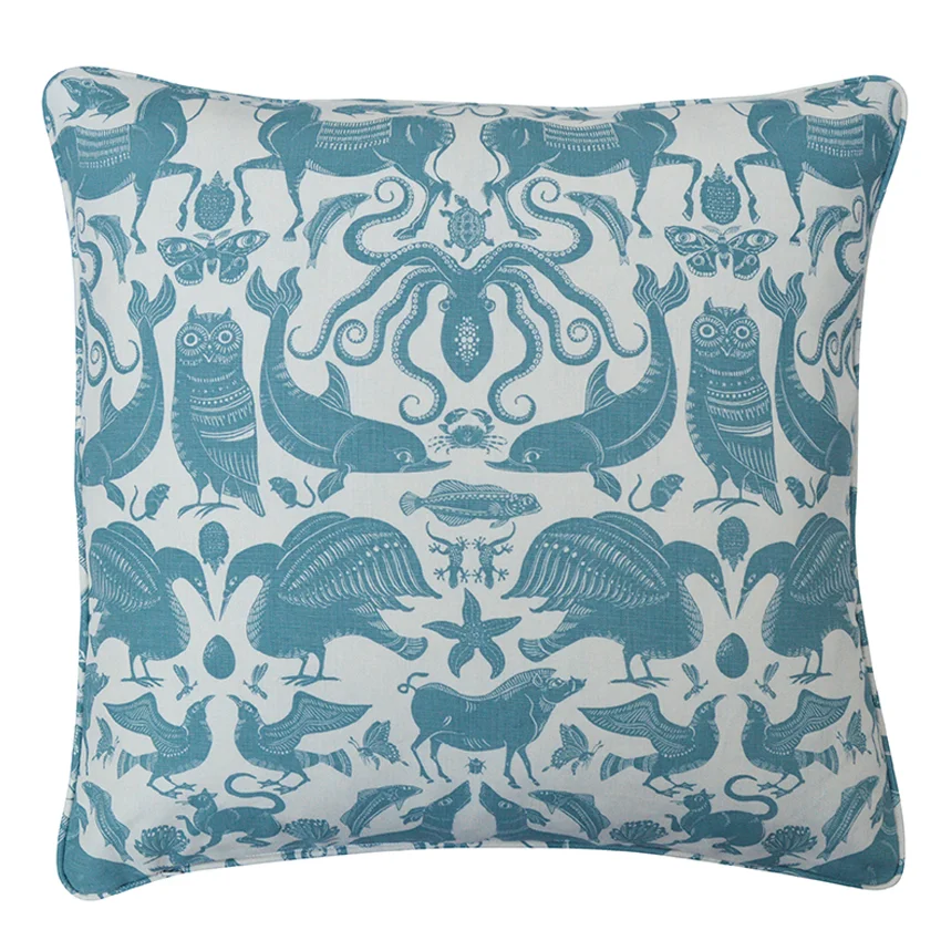 BIRDS & BEASTS Large Cushion | Pebble