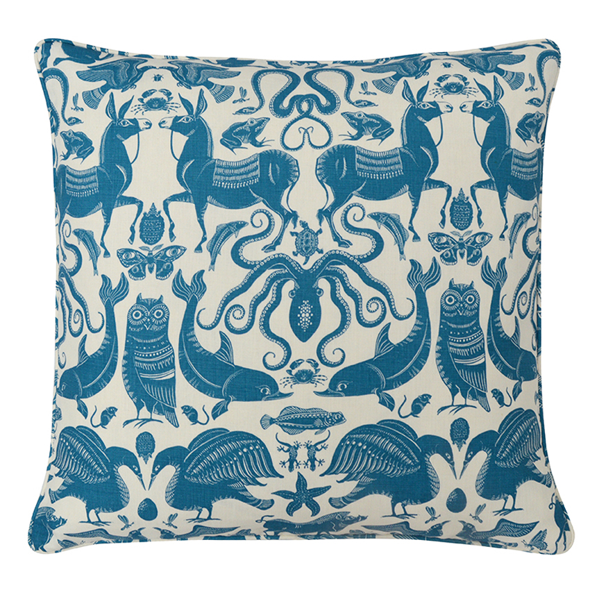 BIRDS & BEASTS Large Cushion | Marine