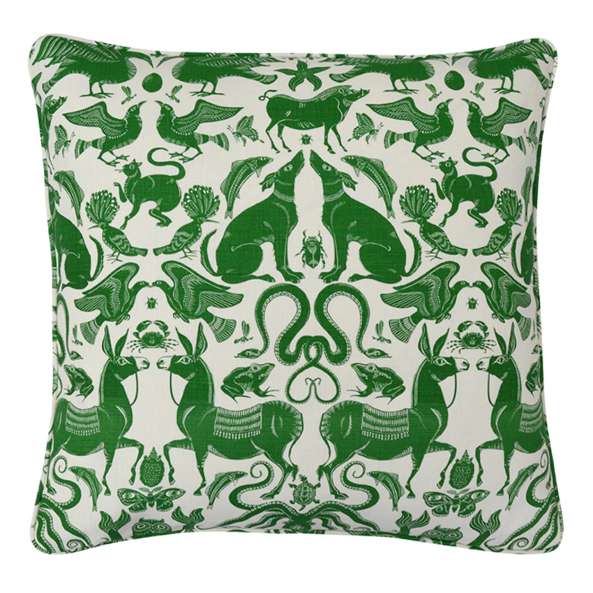 BIRDS & BEASTS Large Cushion | Cypress