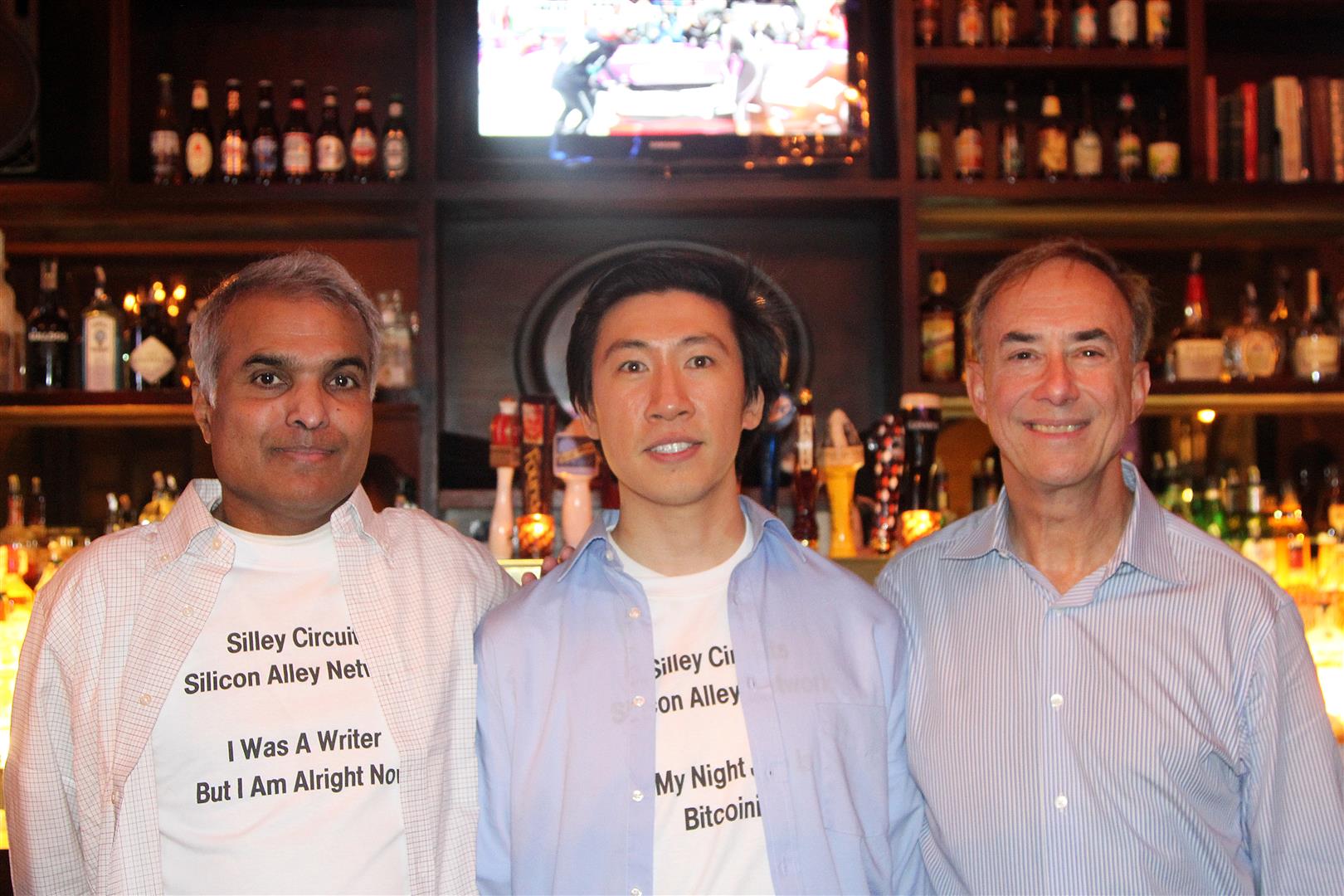 Ignatius Chithelen, Spencer Cheng, and Jerry Marcus at West 3rd Common. Silley Circuits: The Silicon Alley Network.