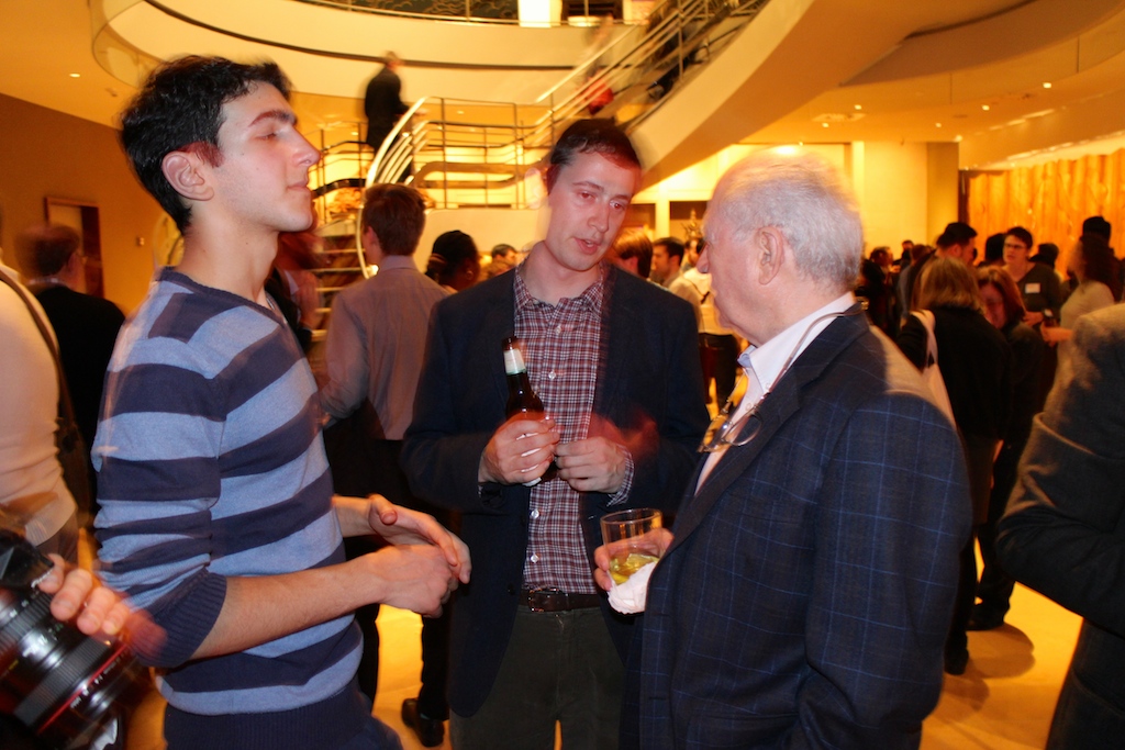 Guest, Tim Kubarych, and Malcom Elvey at Rubin Art Museum. Silley Circuits: The Silicon Alley Network.