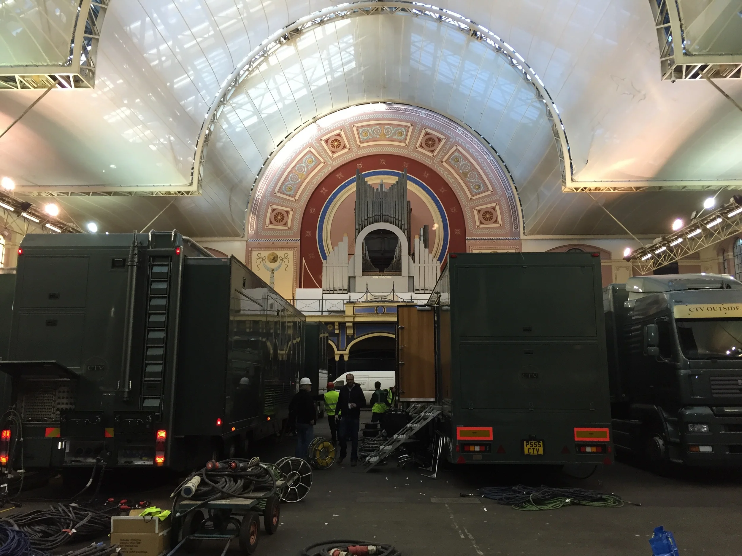 CTV's trucks inside the venue