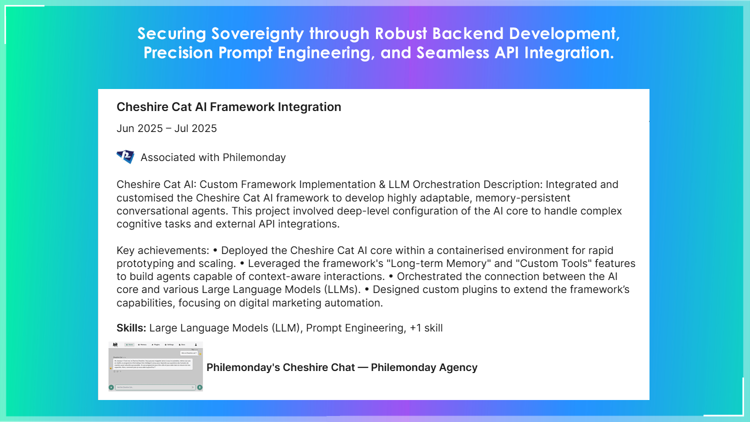 Cheshire Cat AI Framework Integration by Philemonday Agency