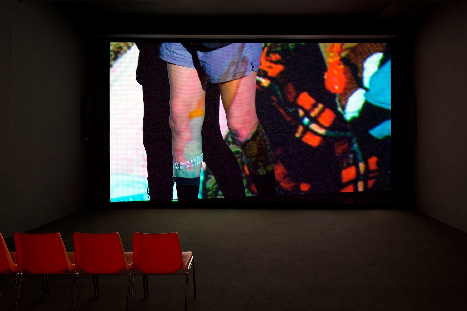   Kerstin Honeit. THIS IS POOR!&nbsp;Patterns of Poverty , 2024, Ausstellungsansicht, M1 VideoSpace, KINDL, © Kerstin Honeit / VG Bild-Kunst, Bonn, 2024, Foto: Jens Ziehe 