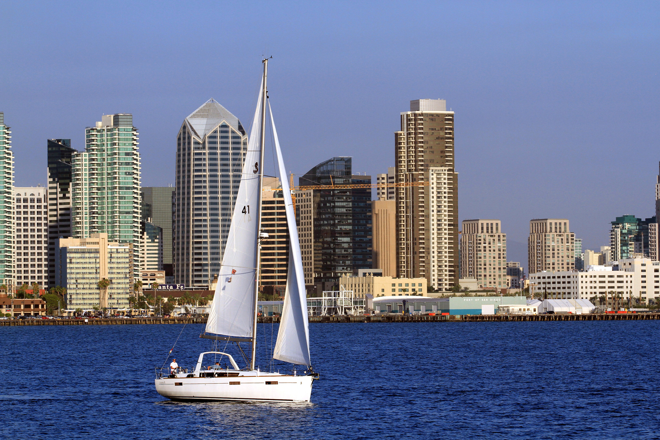 Beneteau 41 Sailing against the San Diego Skyline