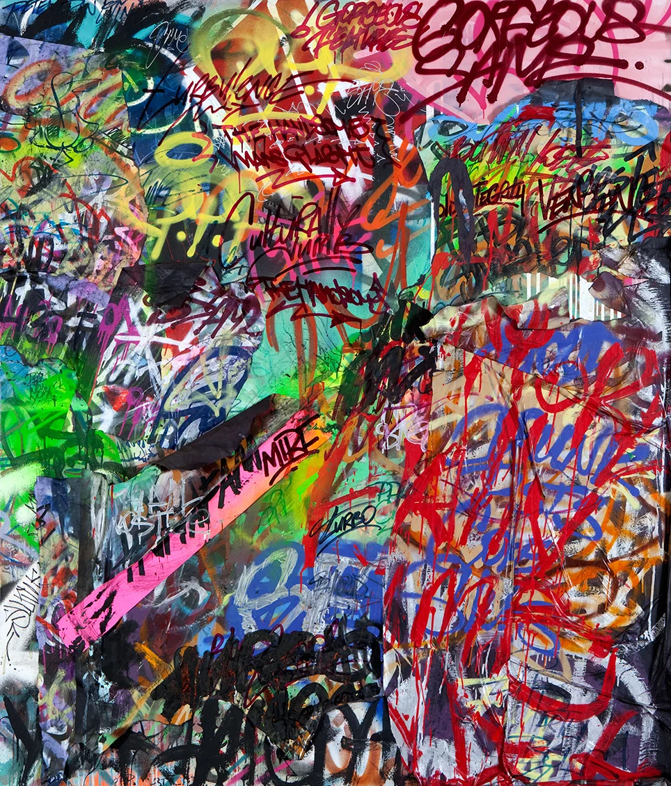 Gorgeous Features, Mixed Media on Canvas, 6ft x 7ft ©2011-2012 Mint&Serf with Jacuzzi Chris and Pablo Power