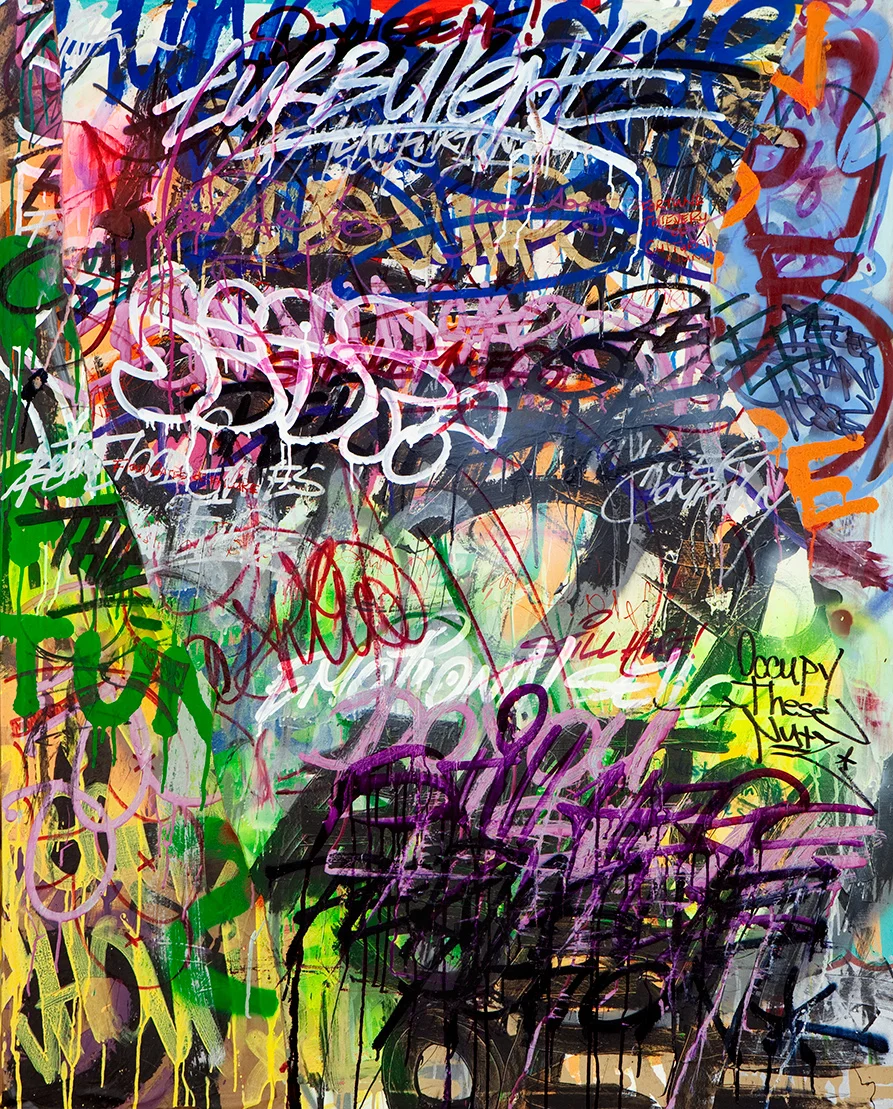Occupy These Nutz, Mixed Media on Canvas, 5ft x 4ft ©2011-2012 Mint&Serf with Jacuzzi Chris and Pablo Power