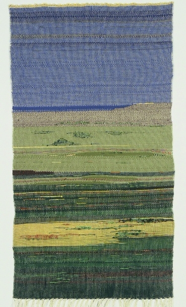 Green Fields. Blue Sky. (c) Kaitha Het Heru. Khamit Cloth. Handwoven Shawl or Bed Throw. 100% Wool.
