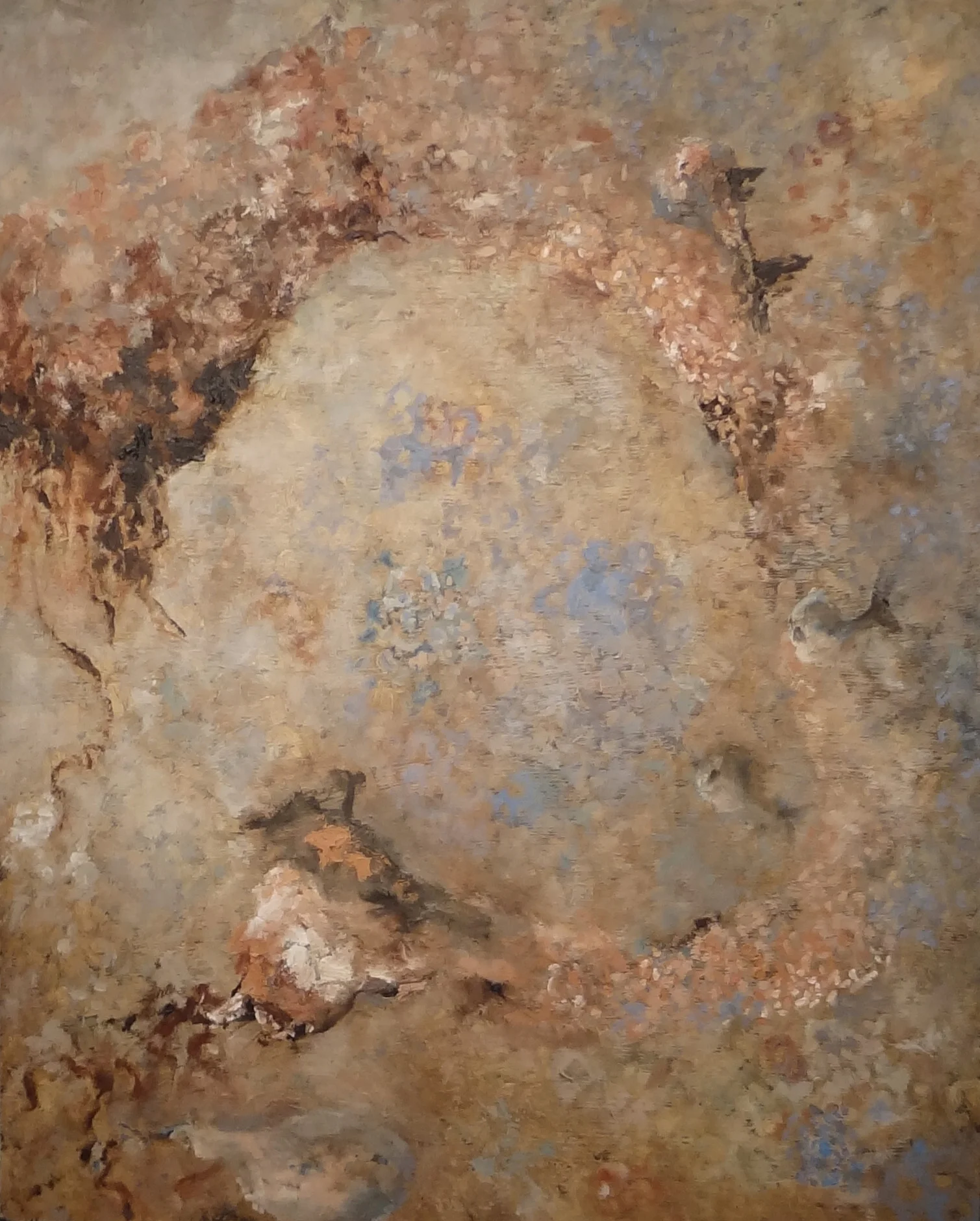 Transitory Fruition, 2013. Distemper and oil on panel, 36" x 22".
