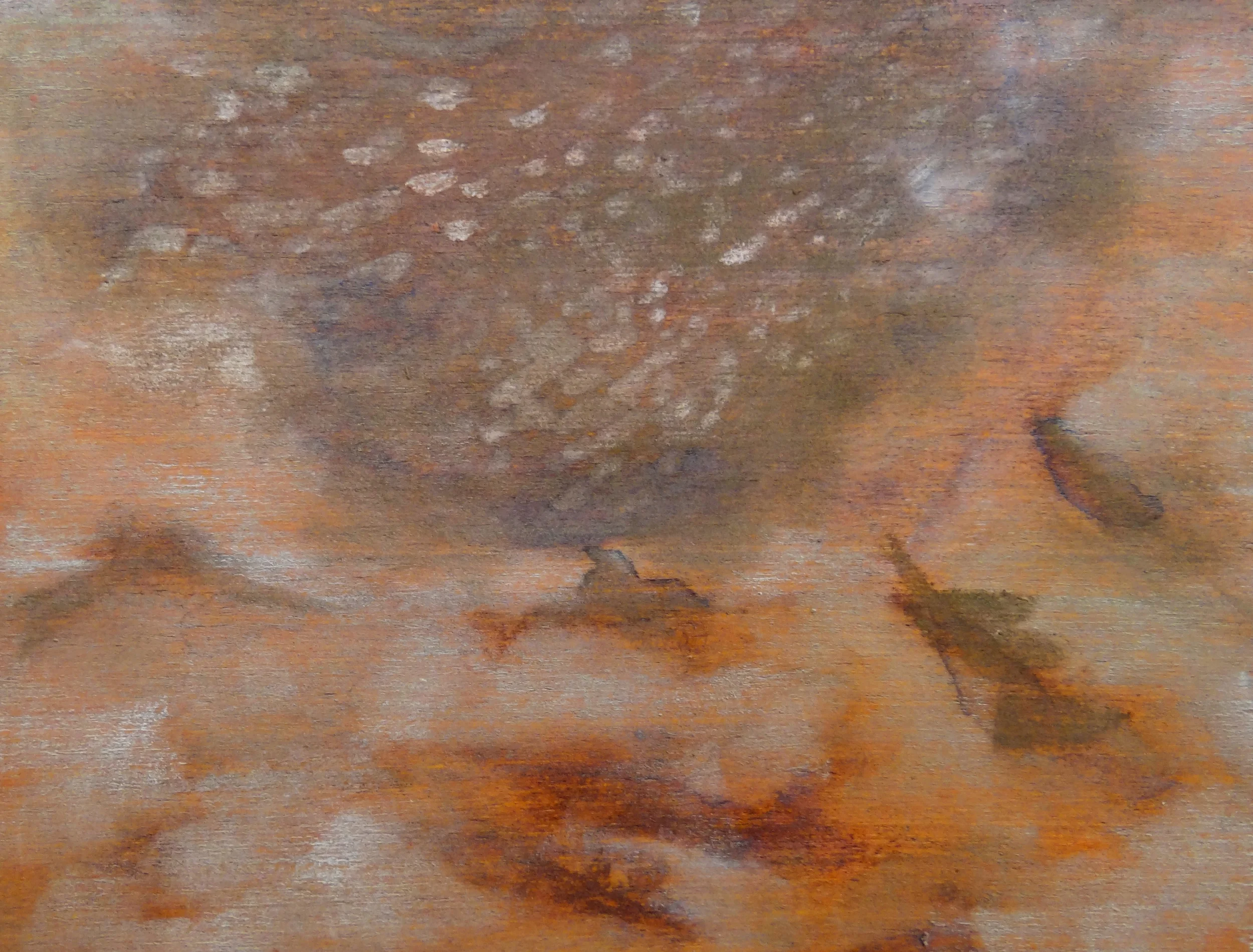 Elemental Origins (composition study), 2013. Acrylic, ink, and pastel on panel, 4" x 6".