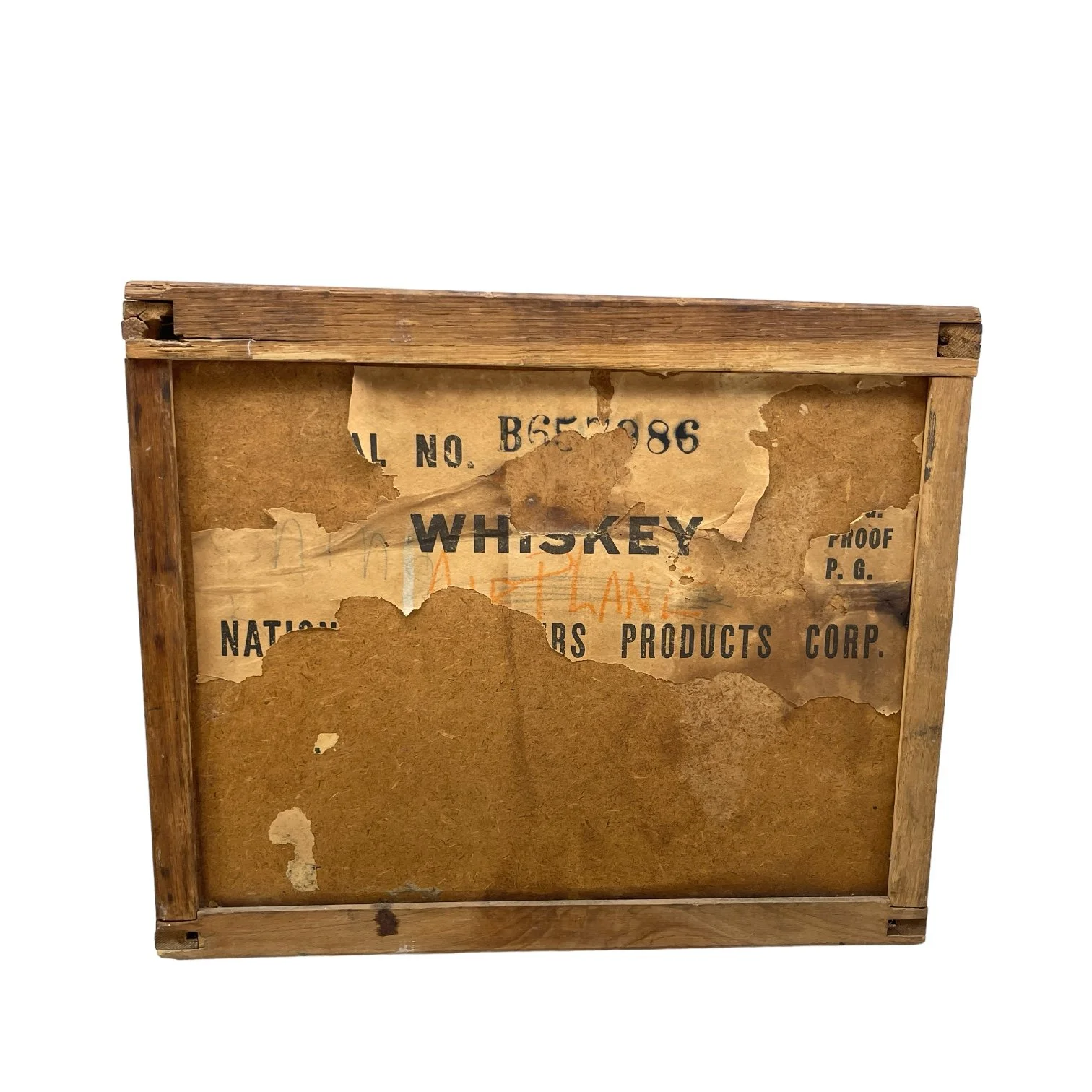 Vintage whiskey wooden box with lid by National Distillers Products Corporation, Louisville, KY