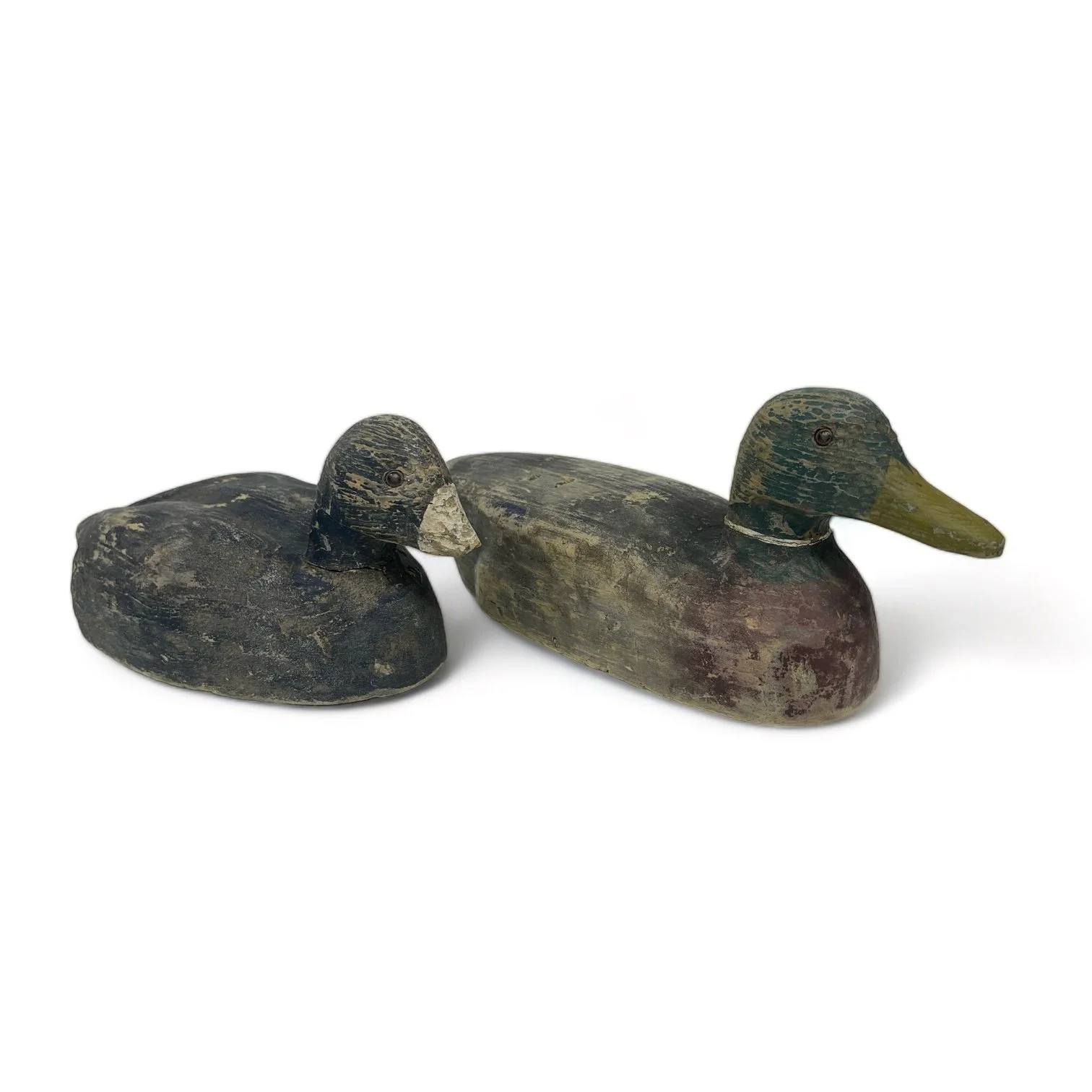 Vintage 1950s Balsa Wood Carved Duck and Goose Decoys, set of 2.