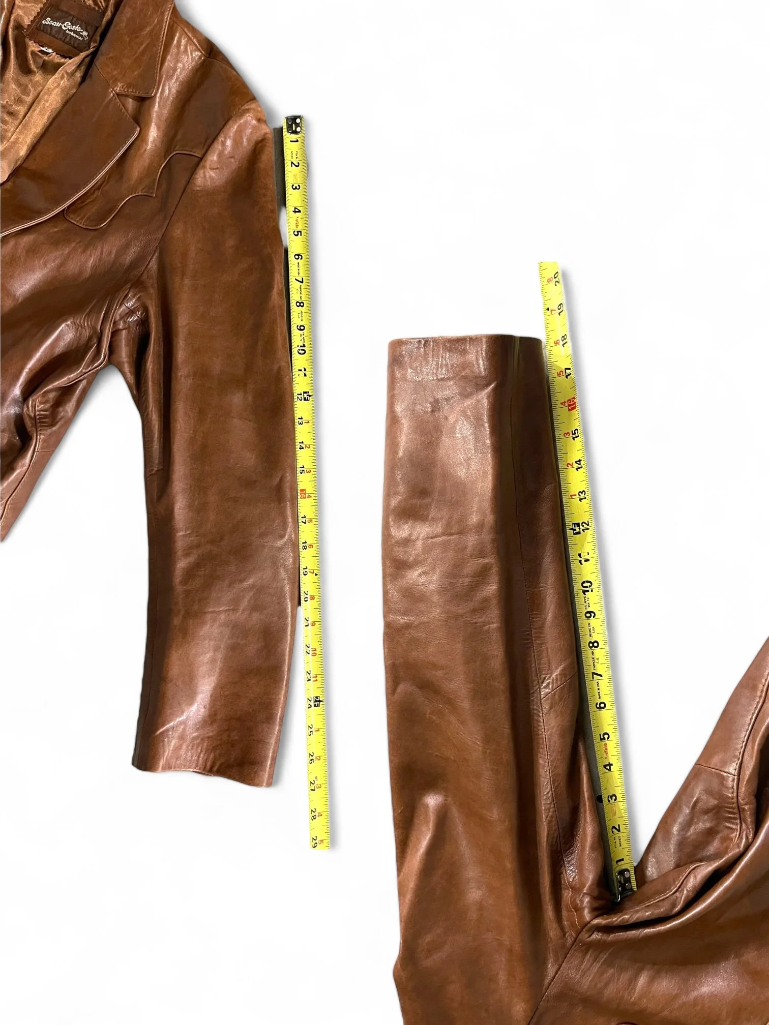 1970s vintage mens brown leather jacket, crafted by Beau-Geste Leatherware. Western front/back detailing, button front closure. Fully lined. Made in Mexico.