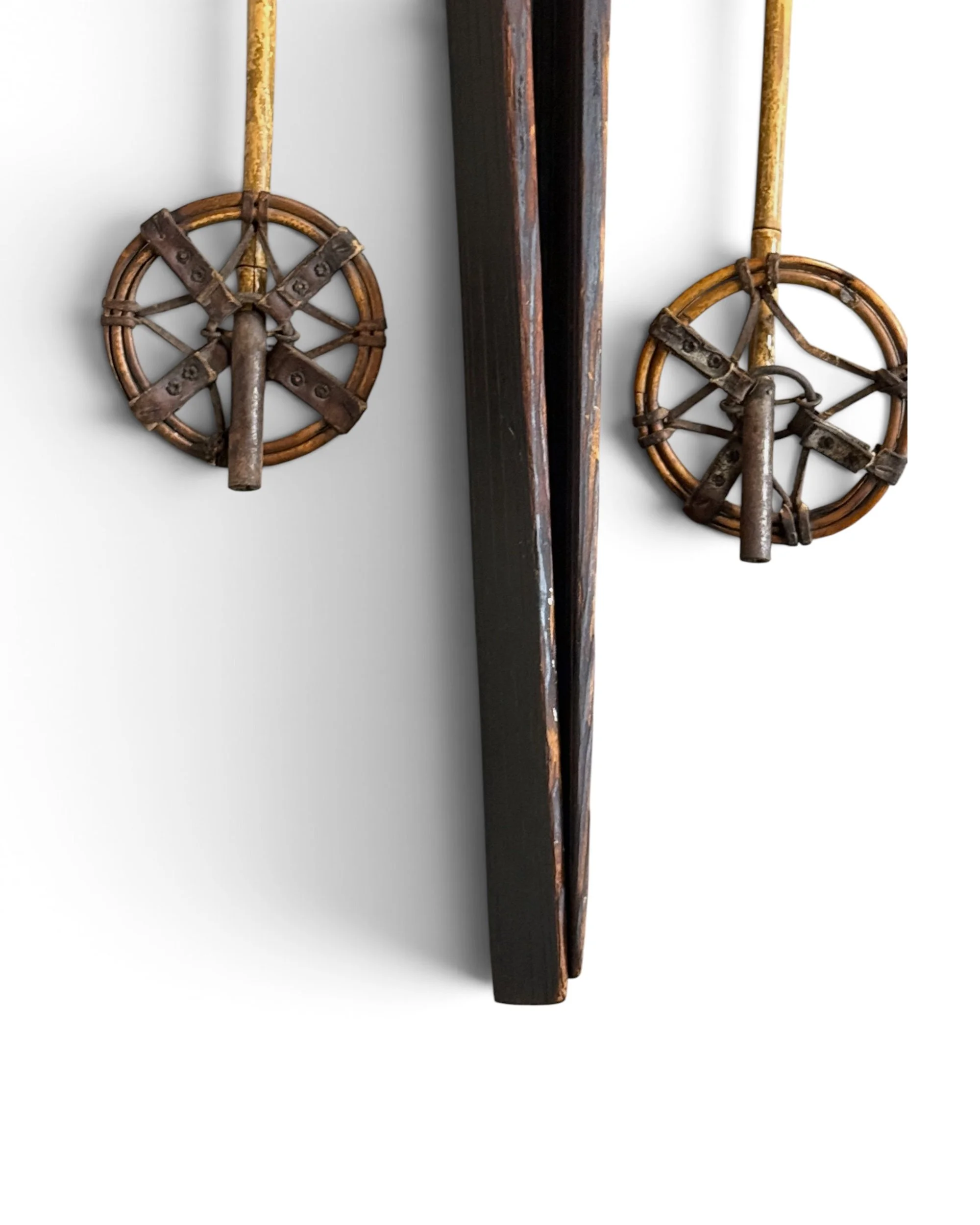 vintage wooden snow skis + poles - Modern Artifact DecorPhotoroom_20260816_160753.JPG