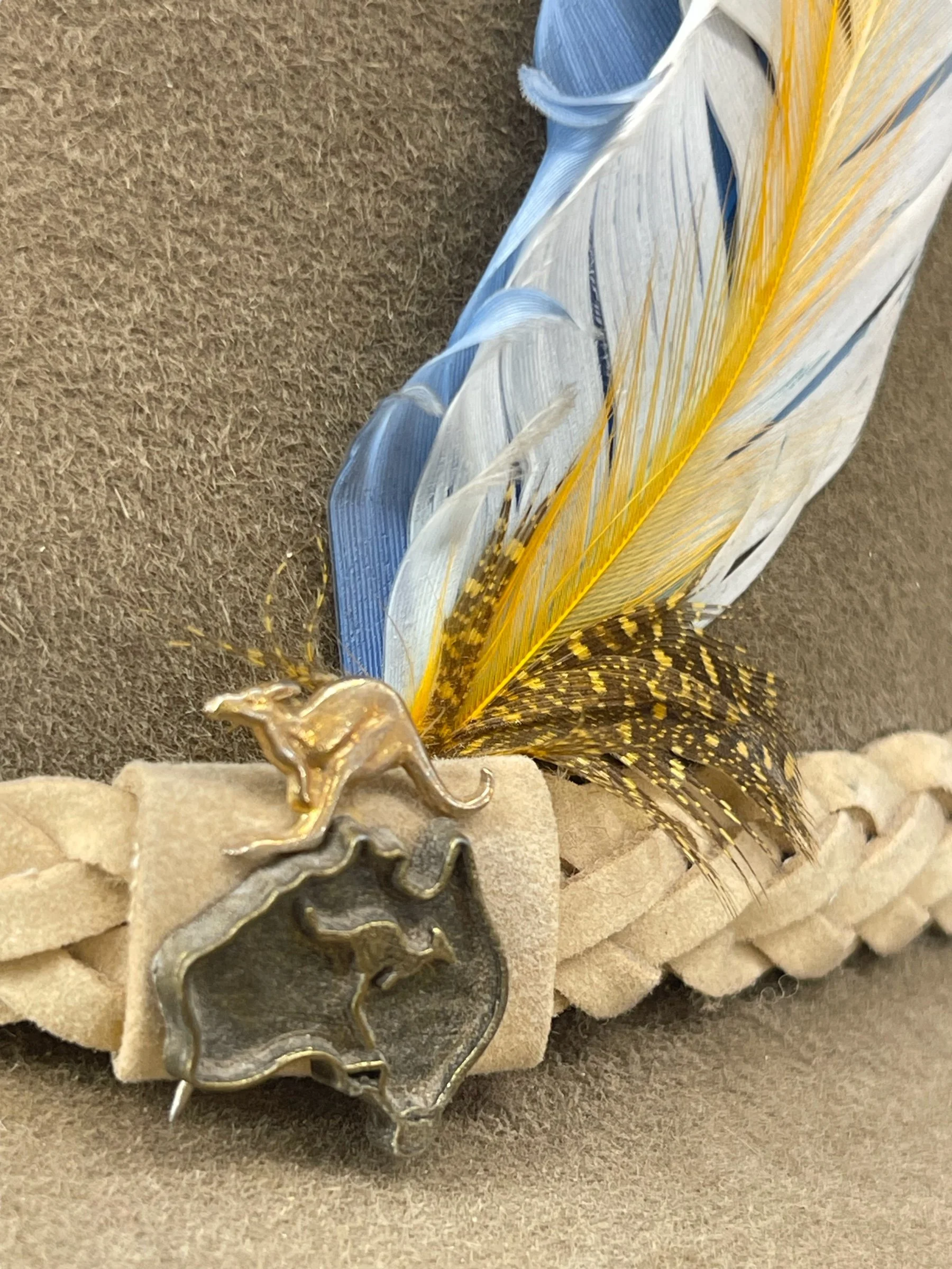 Vintage Cowboy Hat - Outback Fur Felt Hat, Wide Brim Hat, Western Wear, Hat Feather, Kangaroo Pin, Made in Australia