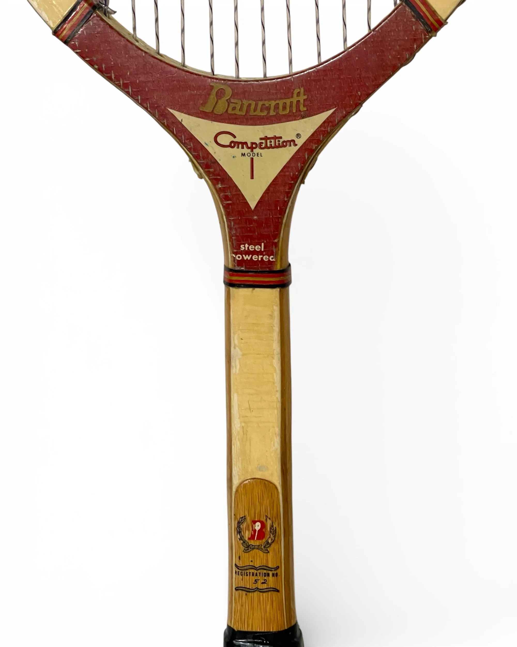 Vintage Bancroft wooden tennis racket handle and grip