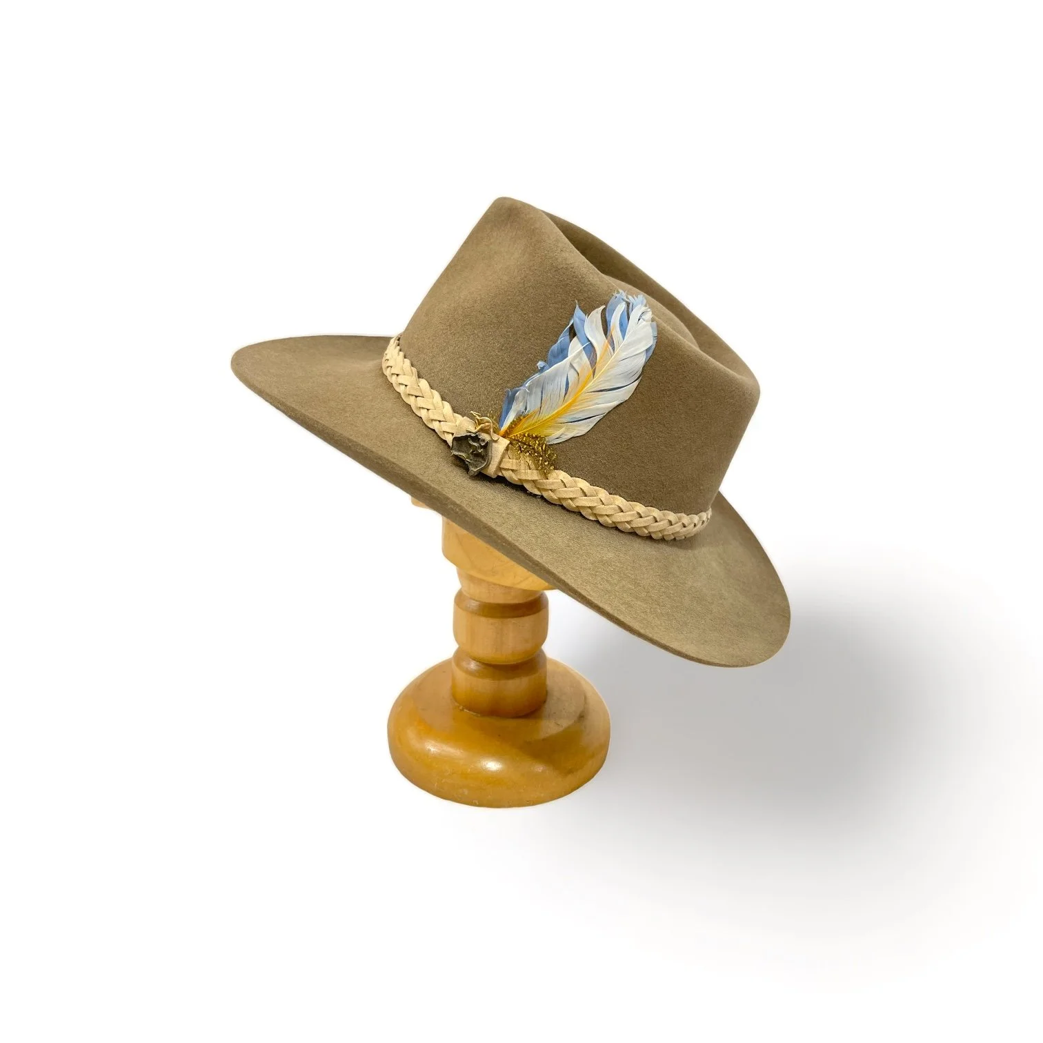 Vintage Cowboy Hat - Outback Fur Felt Hat, Wide Brim Hat, Western Wear, Hat Feather, Kangaroo Pin, Made in Australia