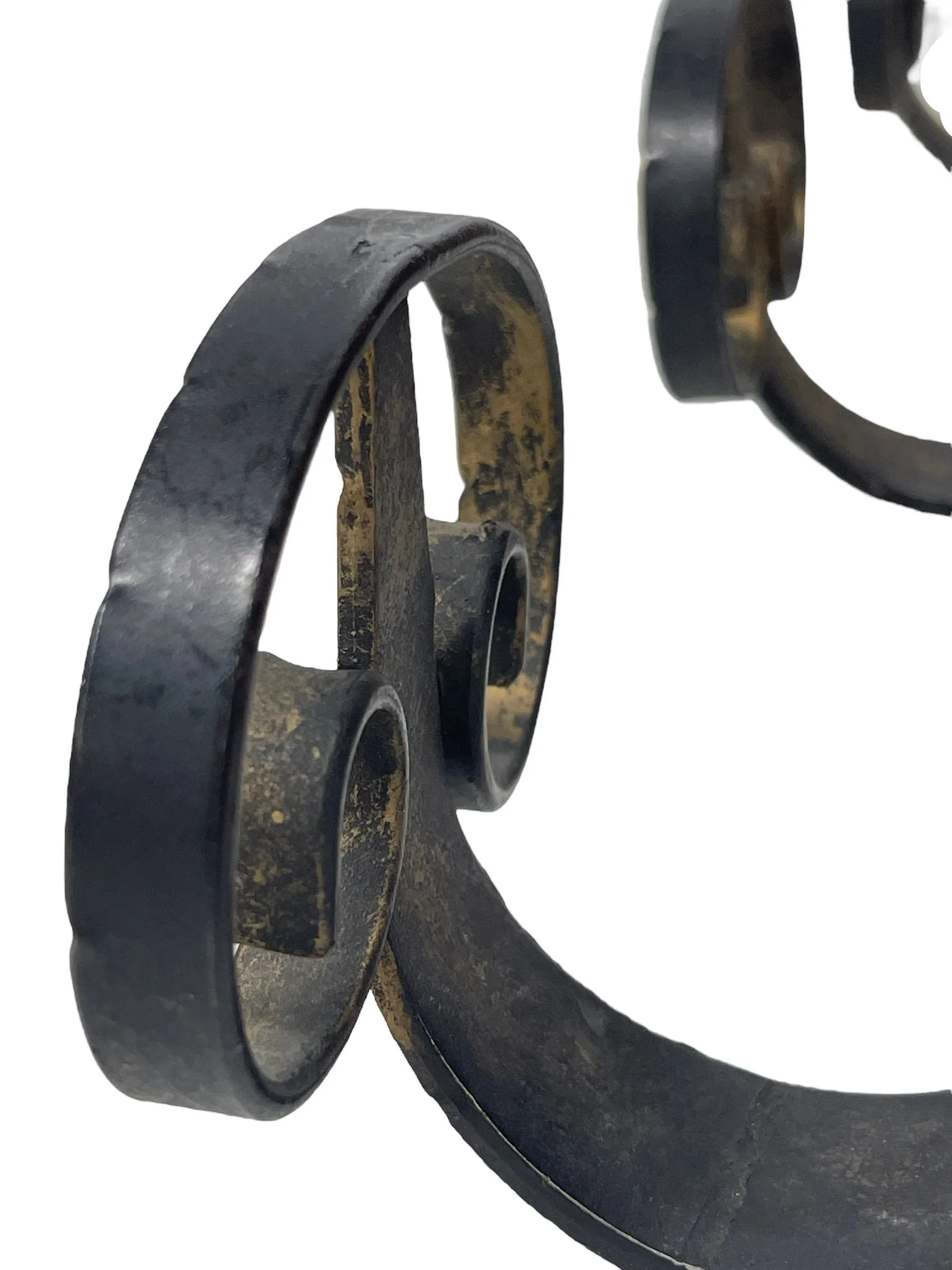 Vintage Spanish Revival style, wood and wrought iron, wall mount coat or towel rack.