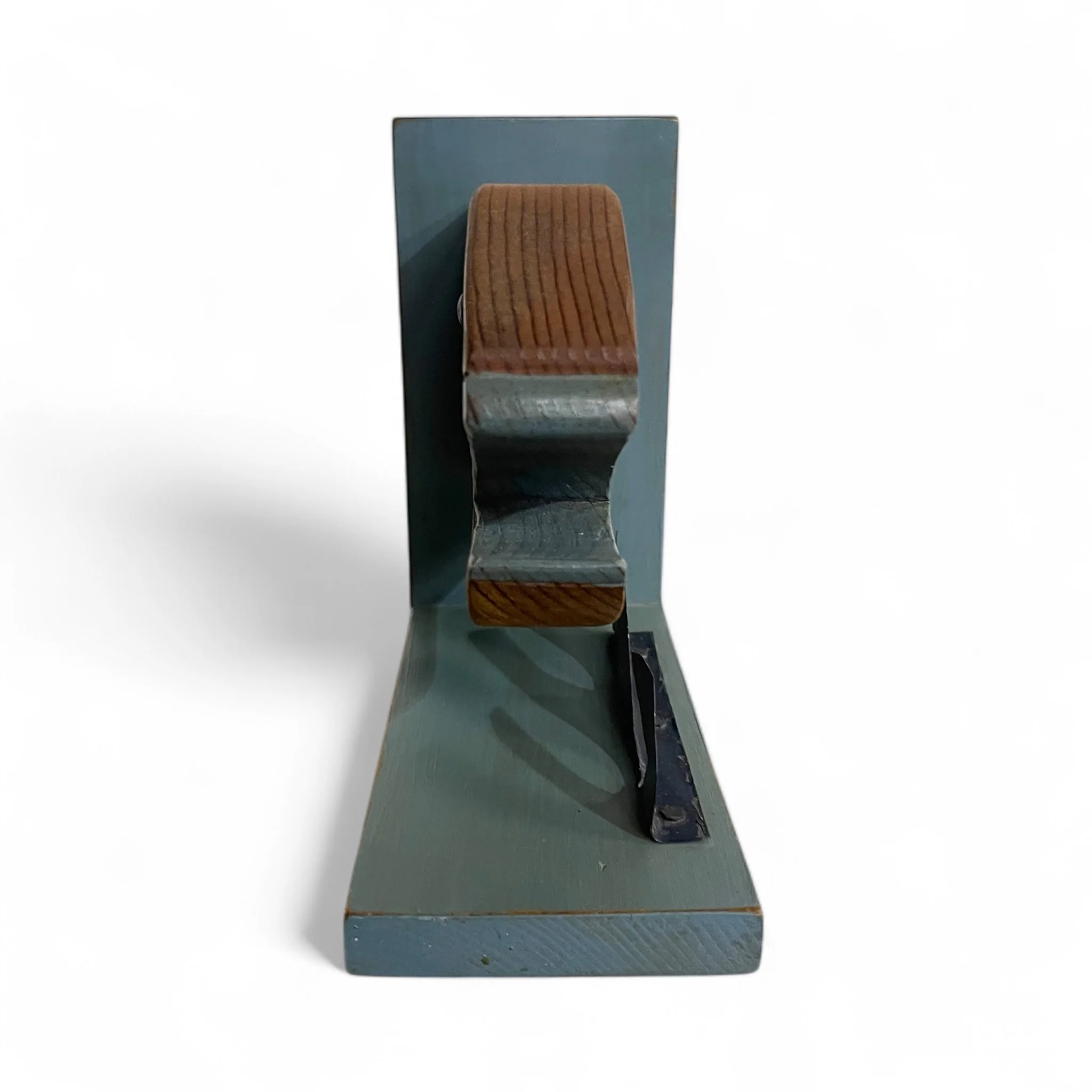 A set of vintage fish bookends crafted from wood and metal, measuring 17 inches wide x 8 inches tall, perfect for whimsical nurseries,  or rustic lodge and cabin decor.
