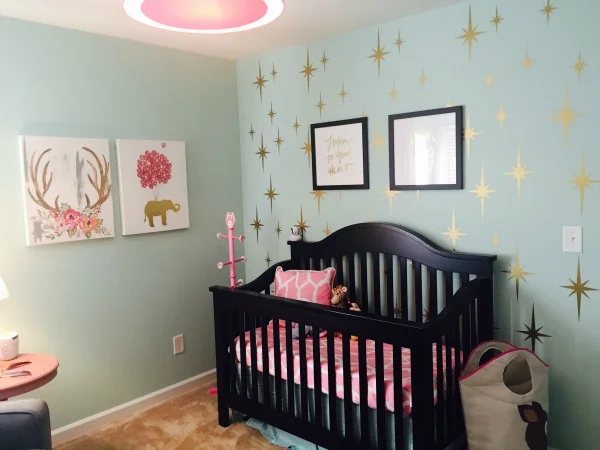 Retro atomic star removable vinyl wall decals for stylish home decor or mid century inspired decor.