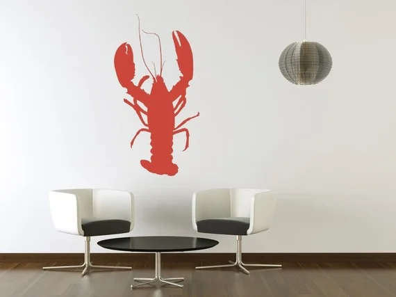 Lobster vinyl removable wall decal for coastal inspired interiors