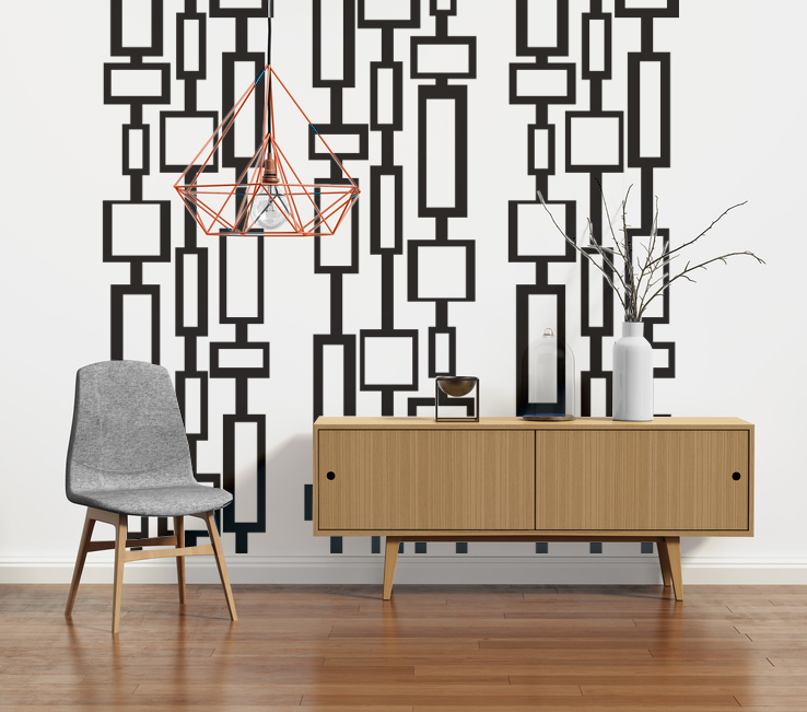 Rectangle Mid Century Modern Wall Decor Star Graphics - Rectangular Wall Art Panels