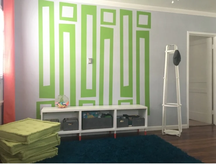 Stylish contemporary long rectangle pattern removable vinyl wall decal by Wall Star Graphics.